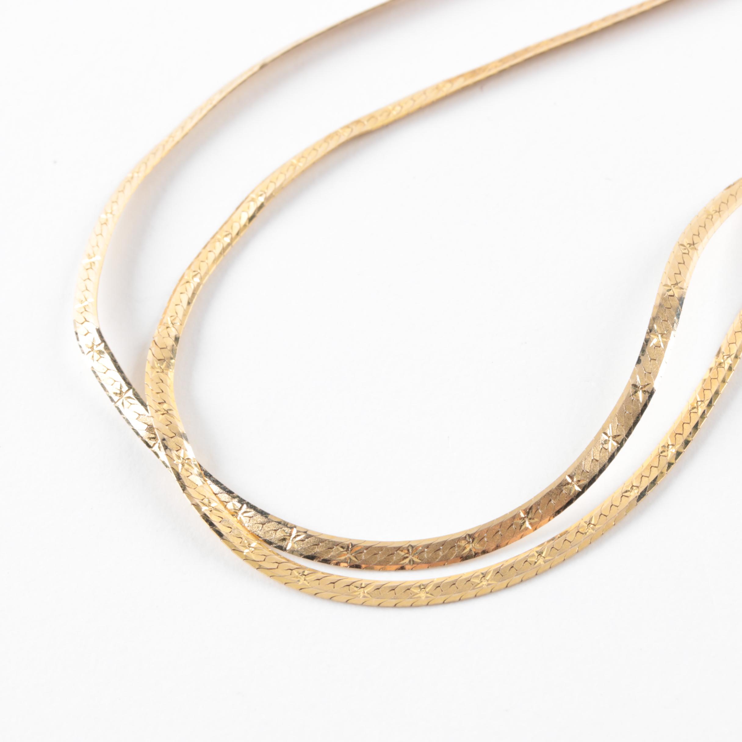 14K Yellow Gold Italian Flat Snake Chain Necklace