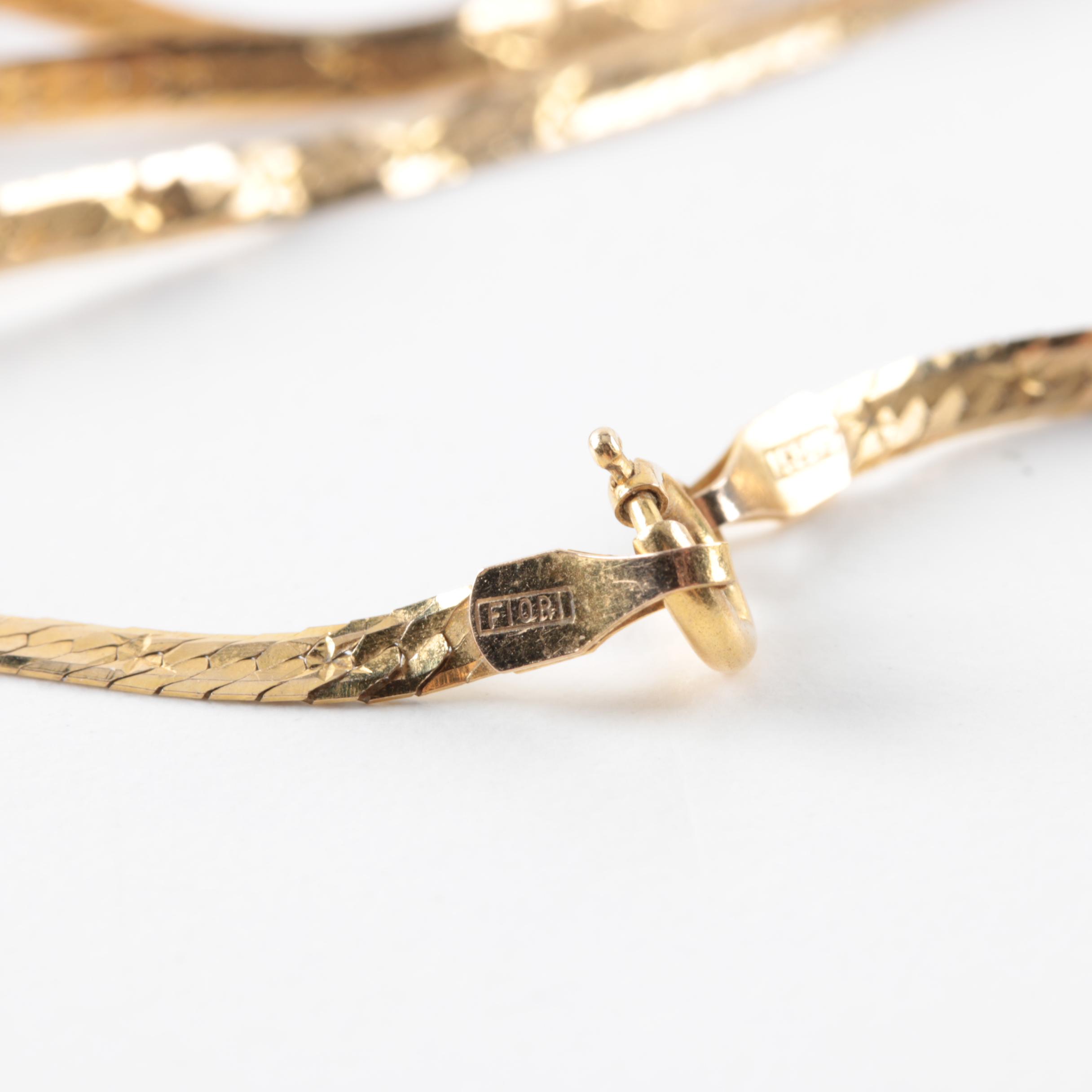 14K Yellow Gold Italian Flat Snake Chain Necklace