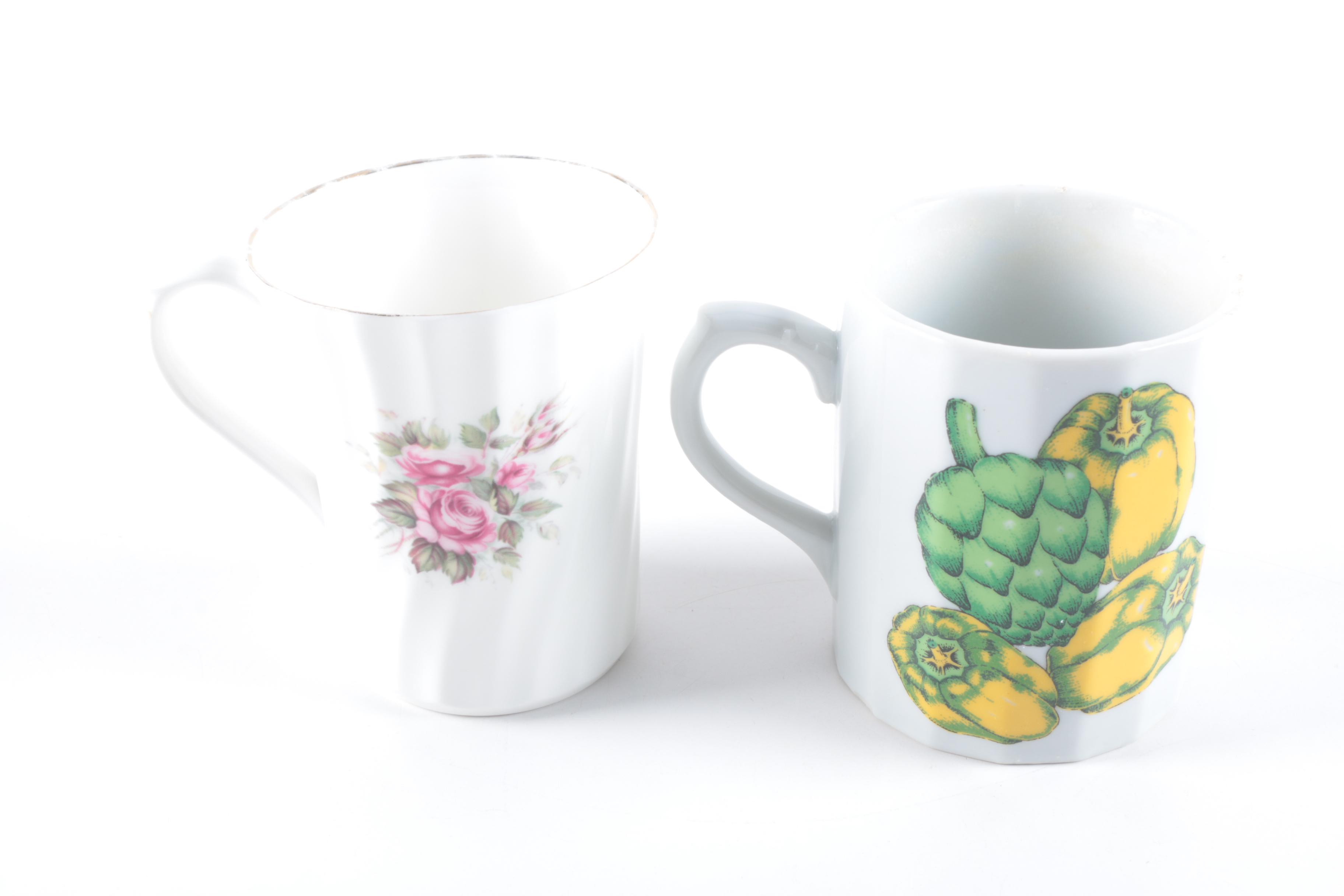 Coffee Mugs Including Royal Stuart England and New Trends Japan
