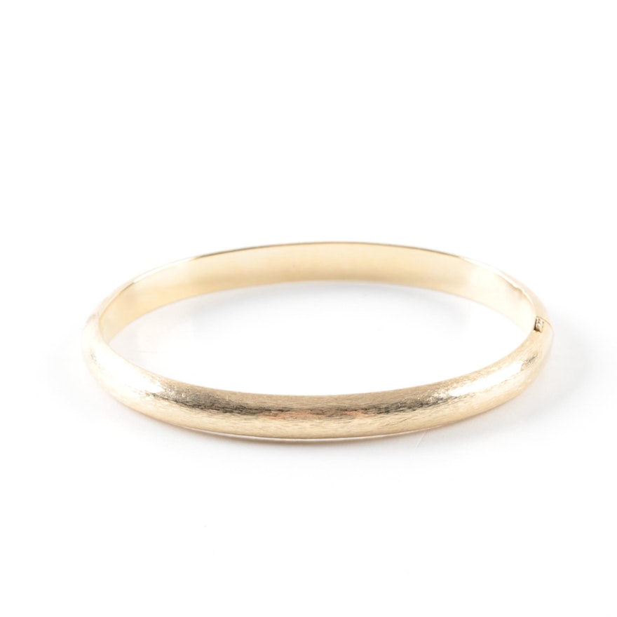 14K Yellow Gold Brushed Bangle Bracelet