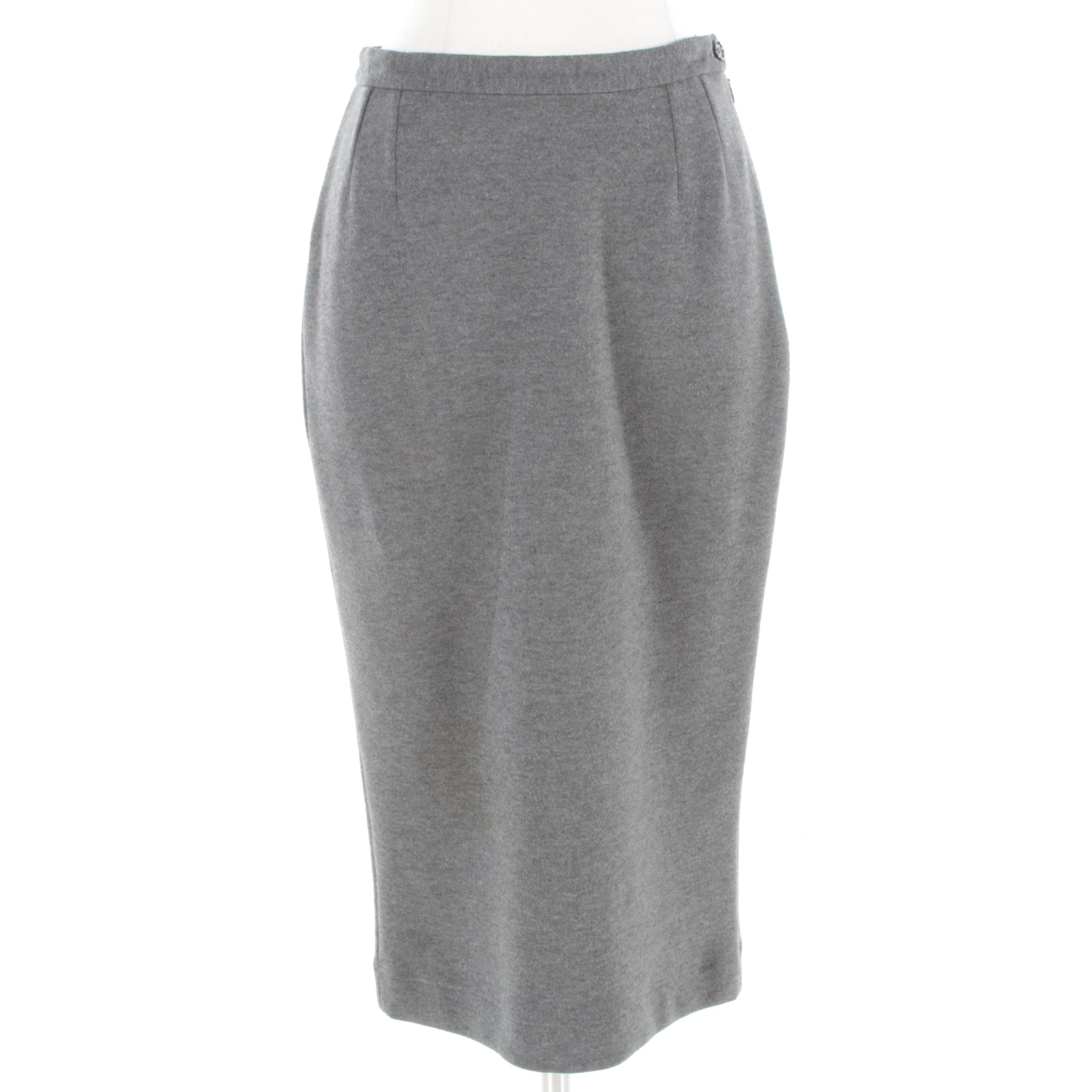 Dolce & Gabbana Gray Wool Stretch Blend Pencil Skirt