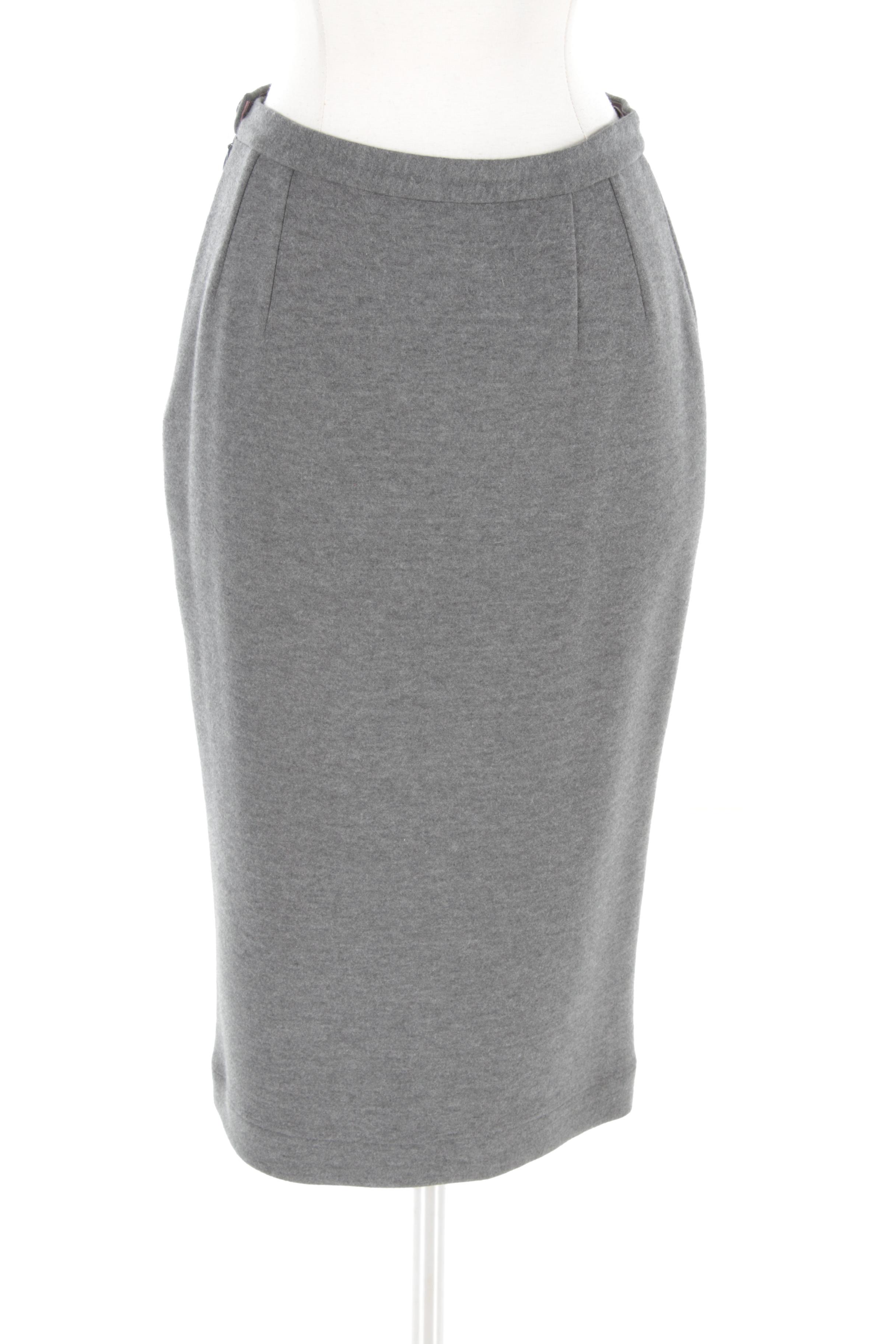 Dolce & Gabbana Gray Wool Stretch Blend Pencil Skirt