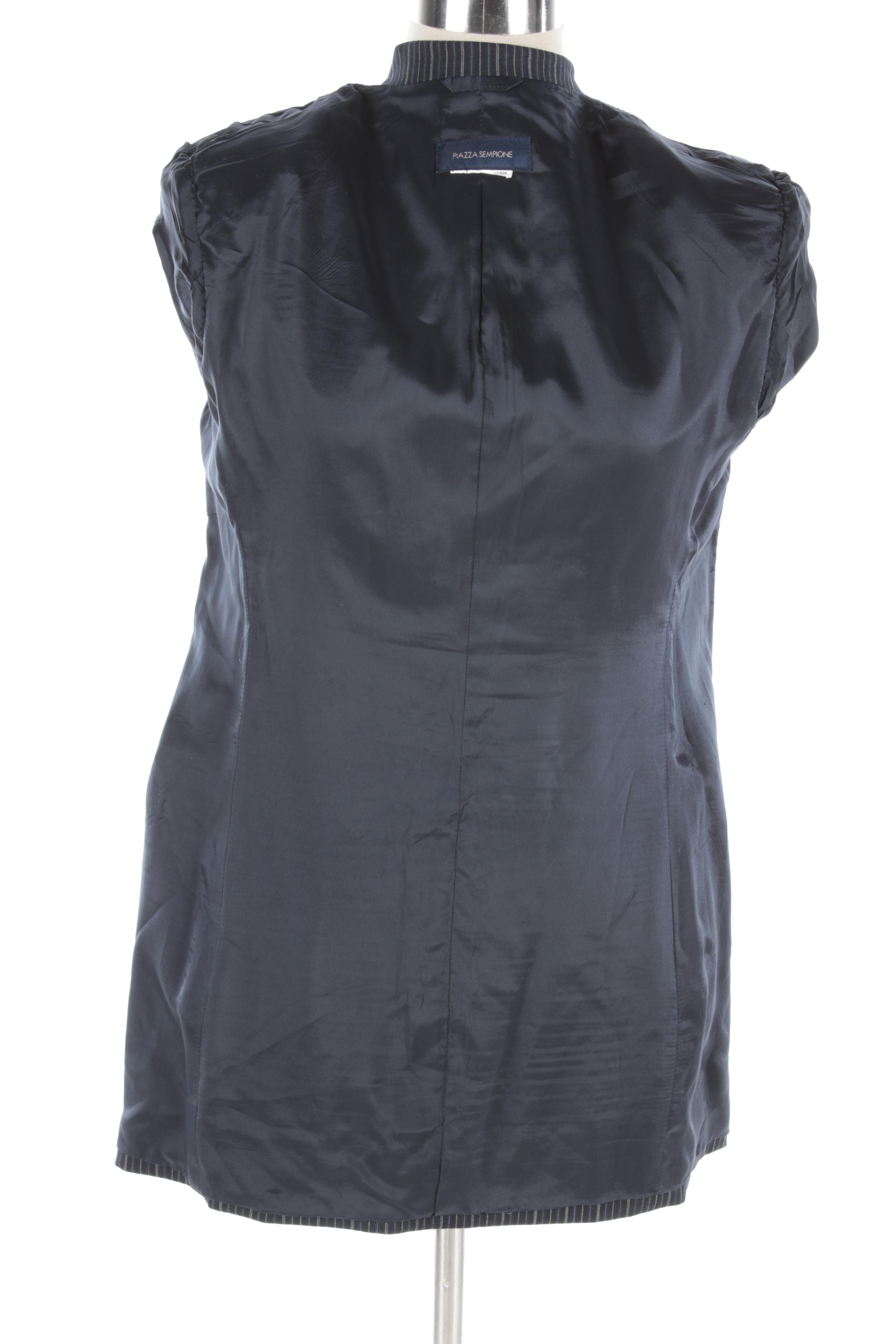 Women's Piazza Sempione Single-Breasted Navy Blue Striped Blazer