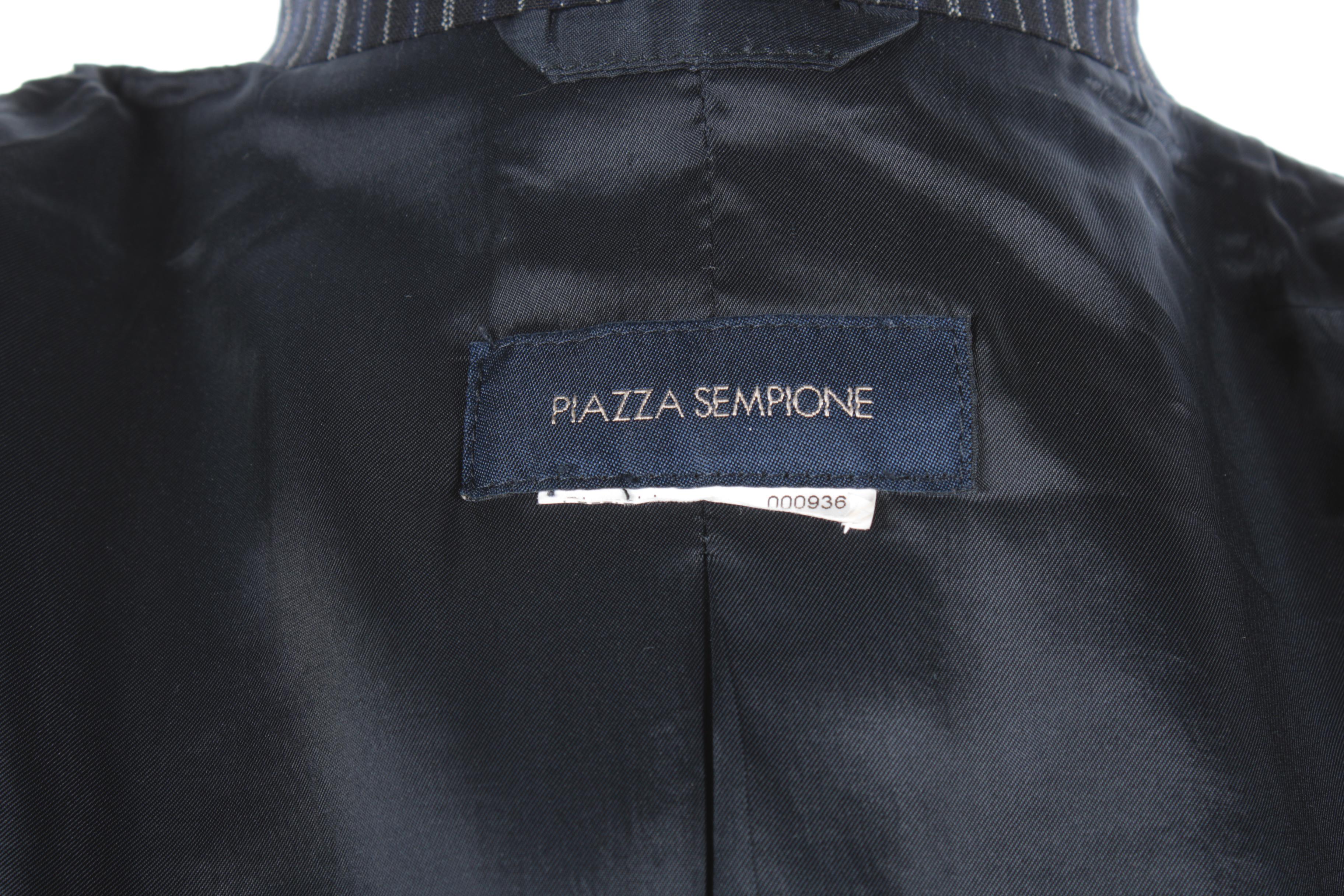 Women's Piazza Sempione Single-Breasted Navy Blue Striped Blazer