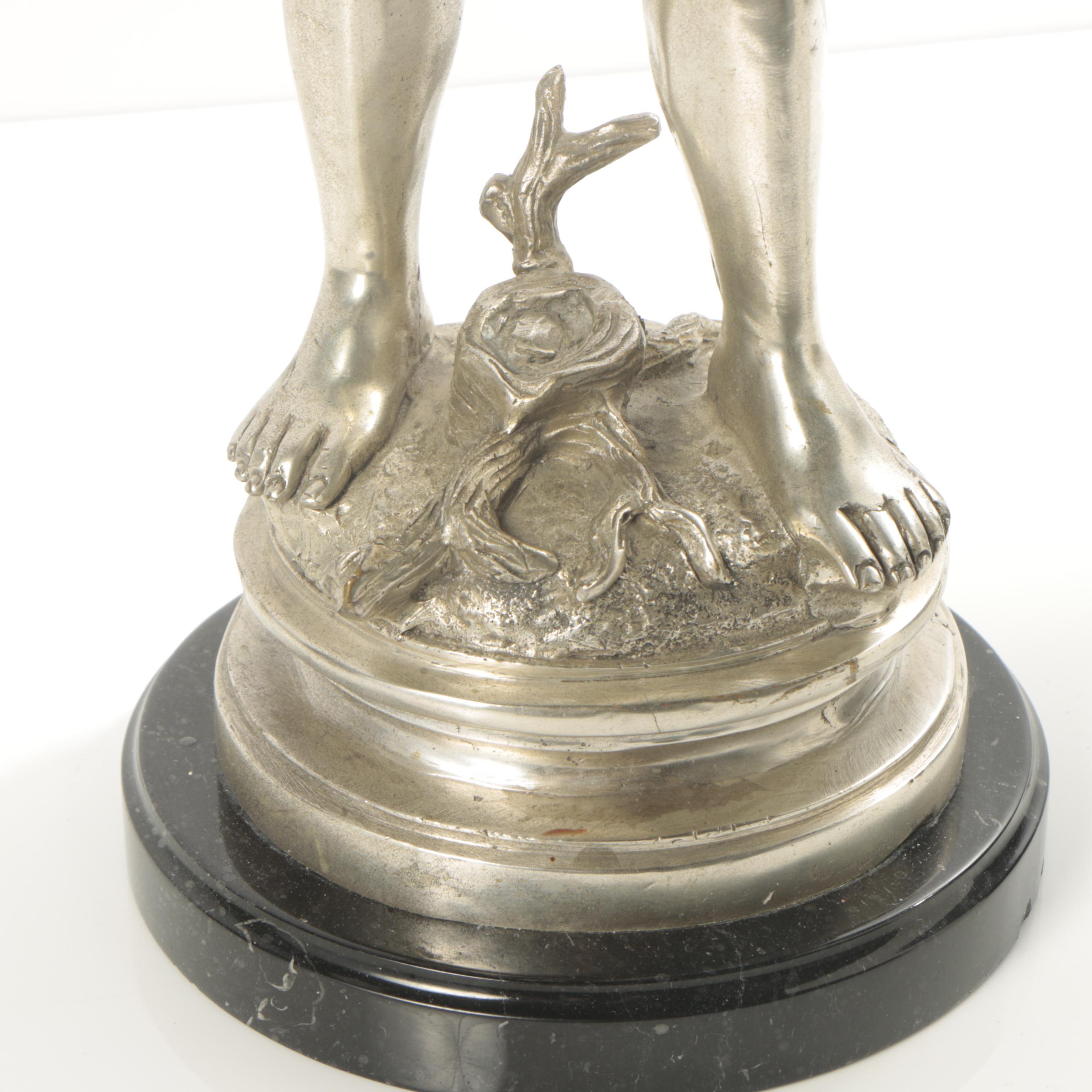 Cast Brass Sculpture of Boy with Slingshot