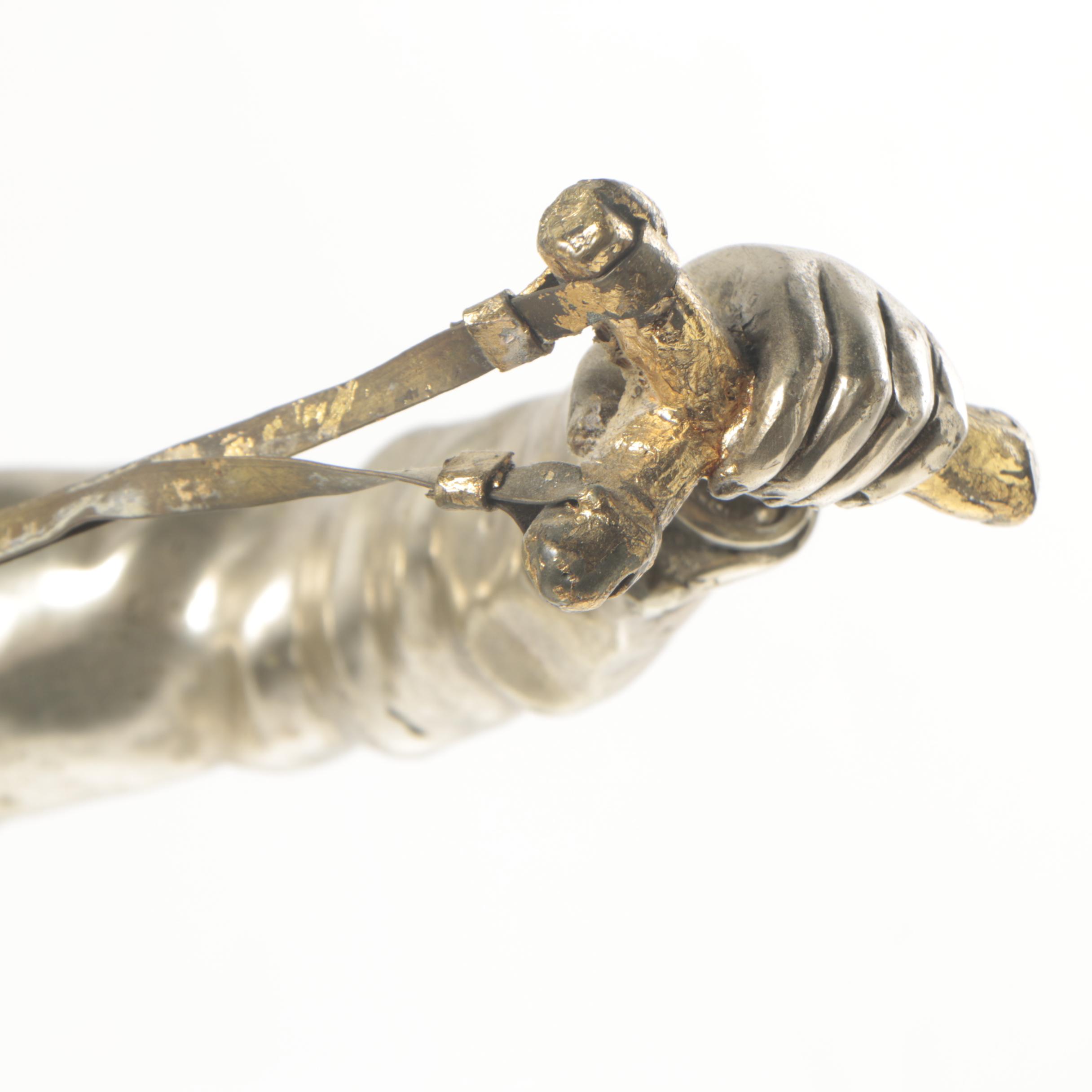 Cast Brass Sculpture of Boy with Slingshot