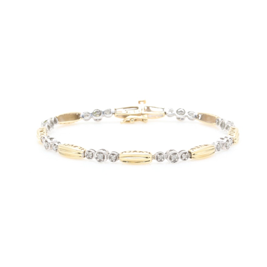 10K Two-Tone Gold Diamond Bracelet