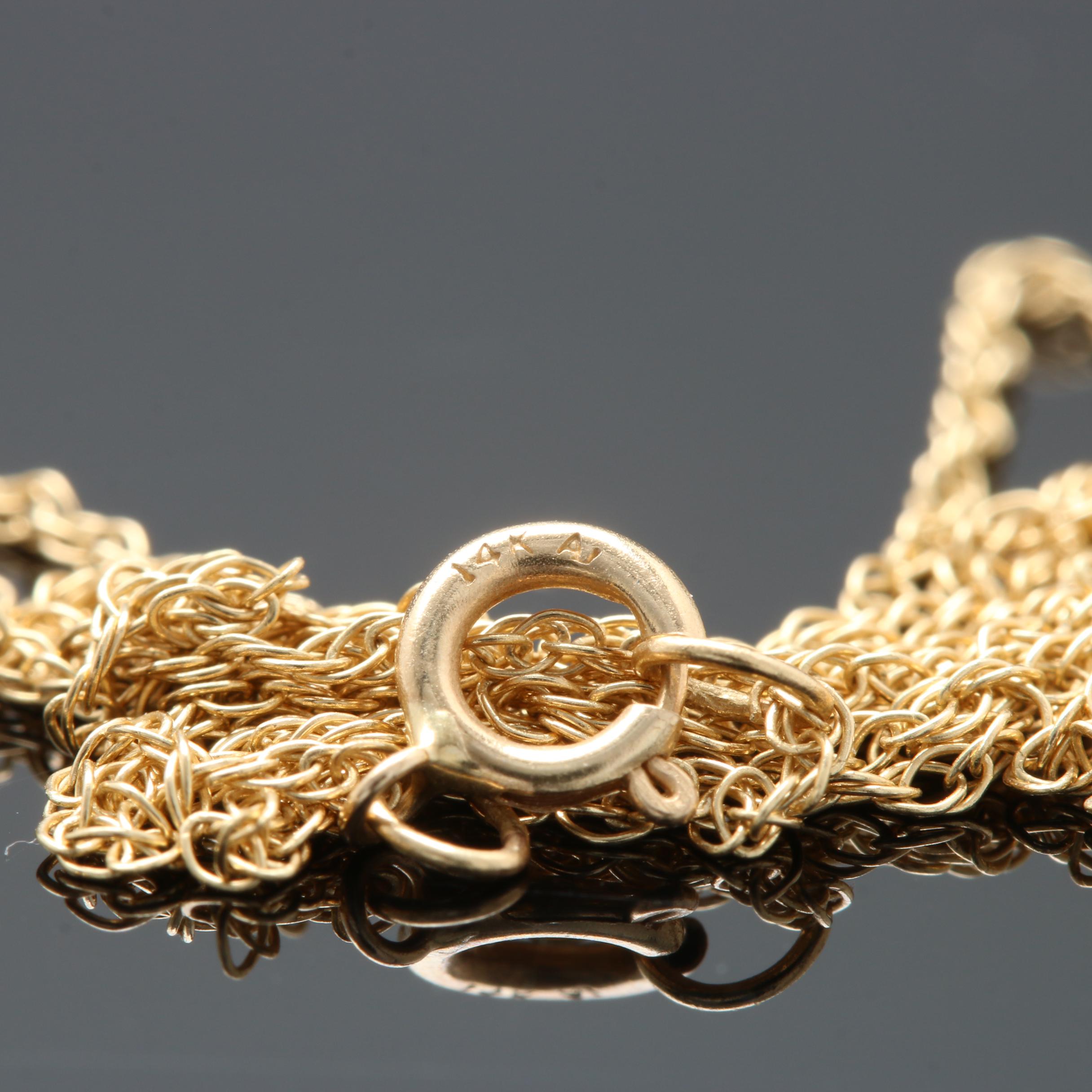 14K Yellow Gold Opal and Tanzanite Pendant Necklace