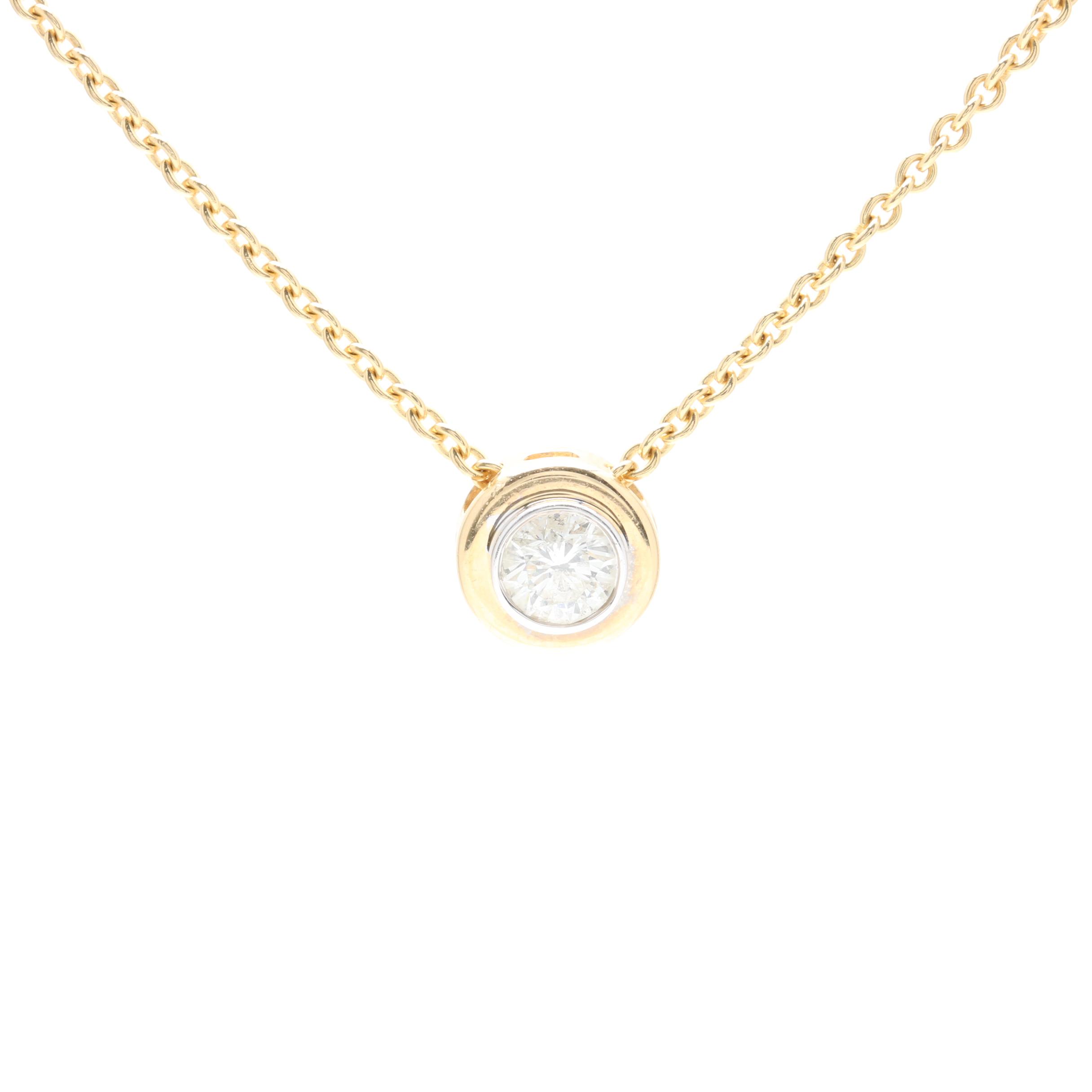 14K Yellow Gold Diamond Bezel Slide Pendant Necklace