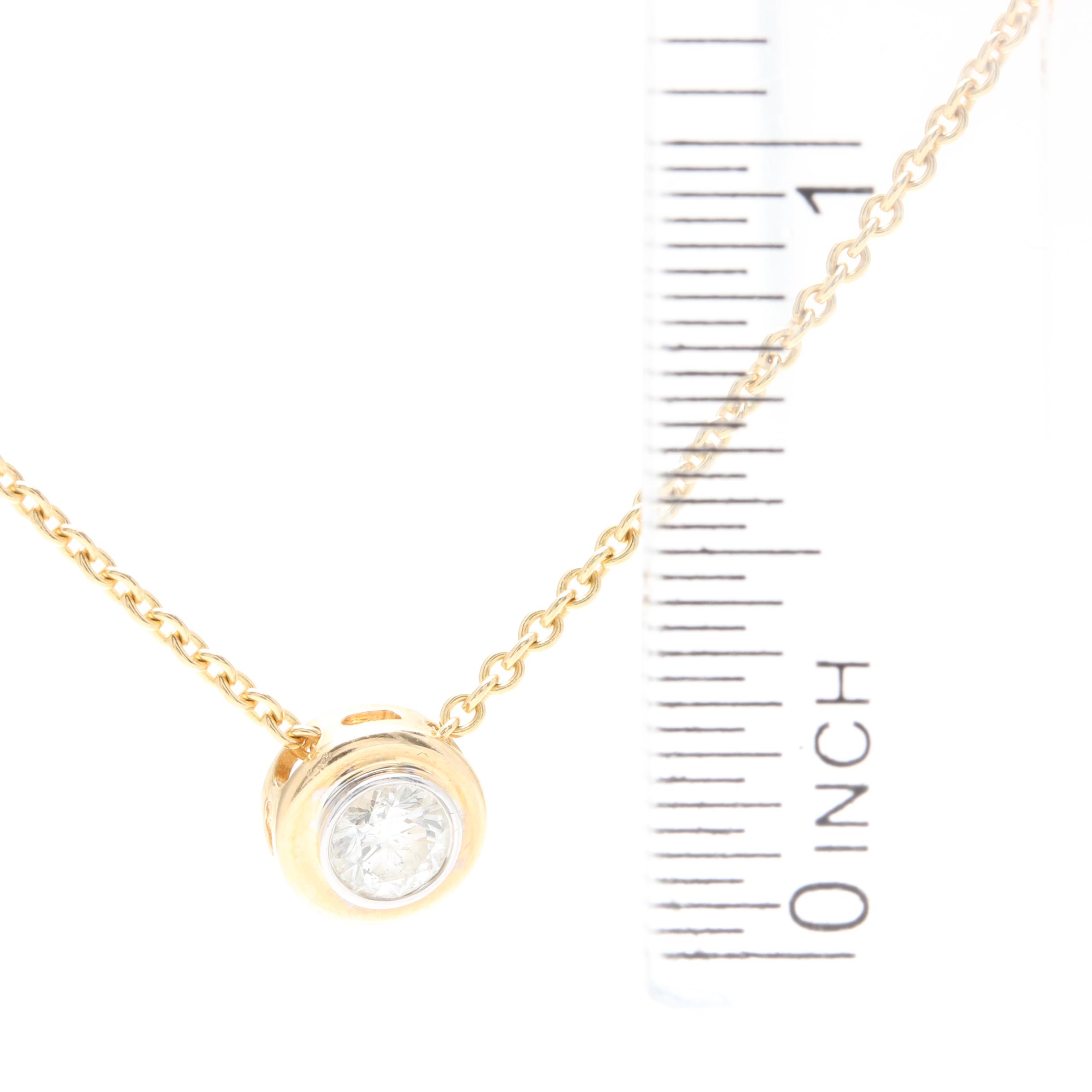 14K Yellow Gold Diamond Bezel Slide Pendant Necklace