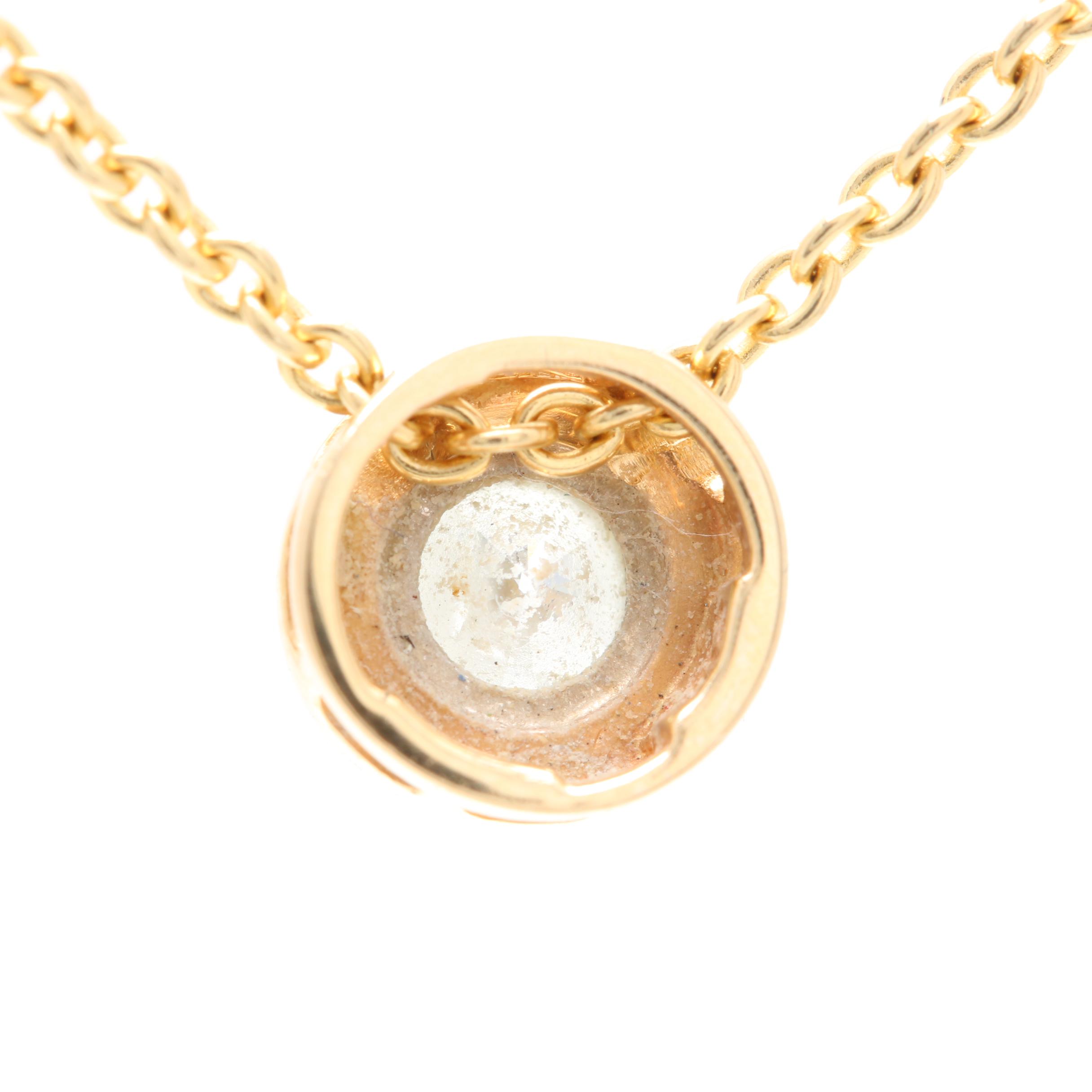 14K Yellow Gold Diamond Bezel Slide Pendant Necklace