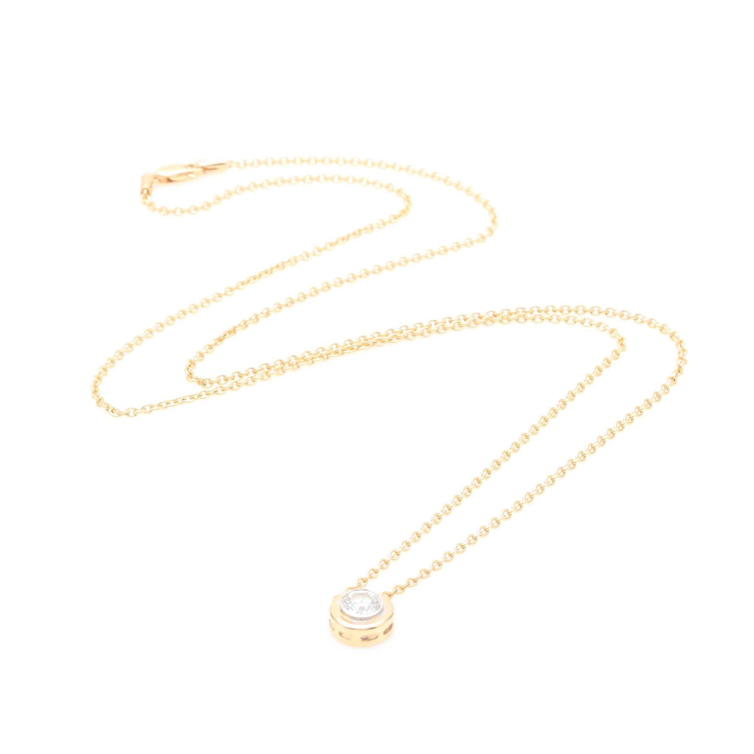 14K Yellow Gold Diamond Bezel Slide Pendant Necklace
