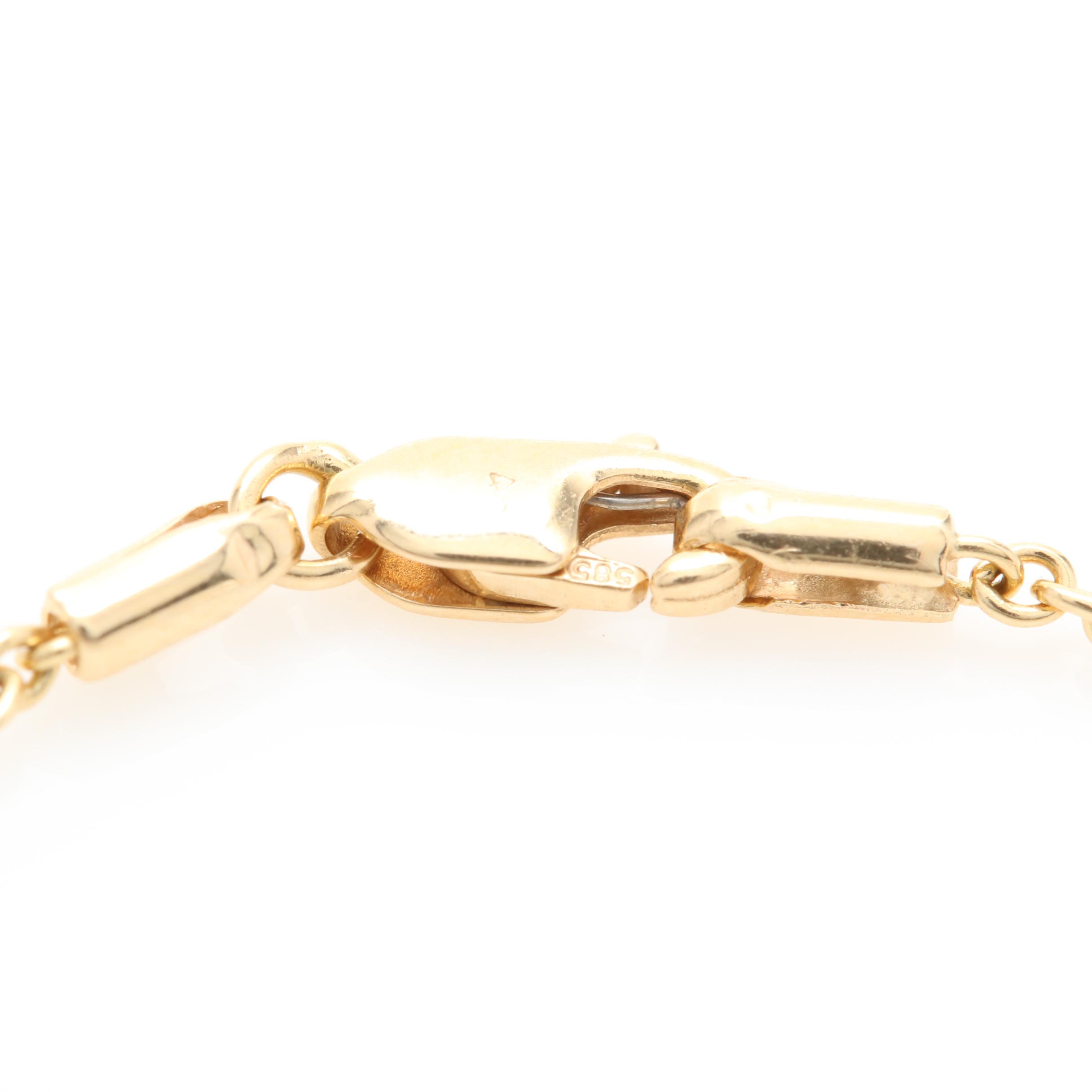 14K Yellow Gold Diamond Bezel Slide Pendant Necklace