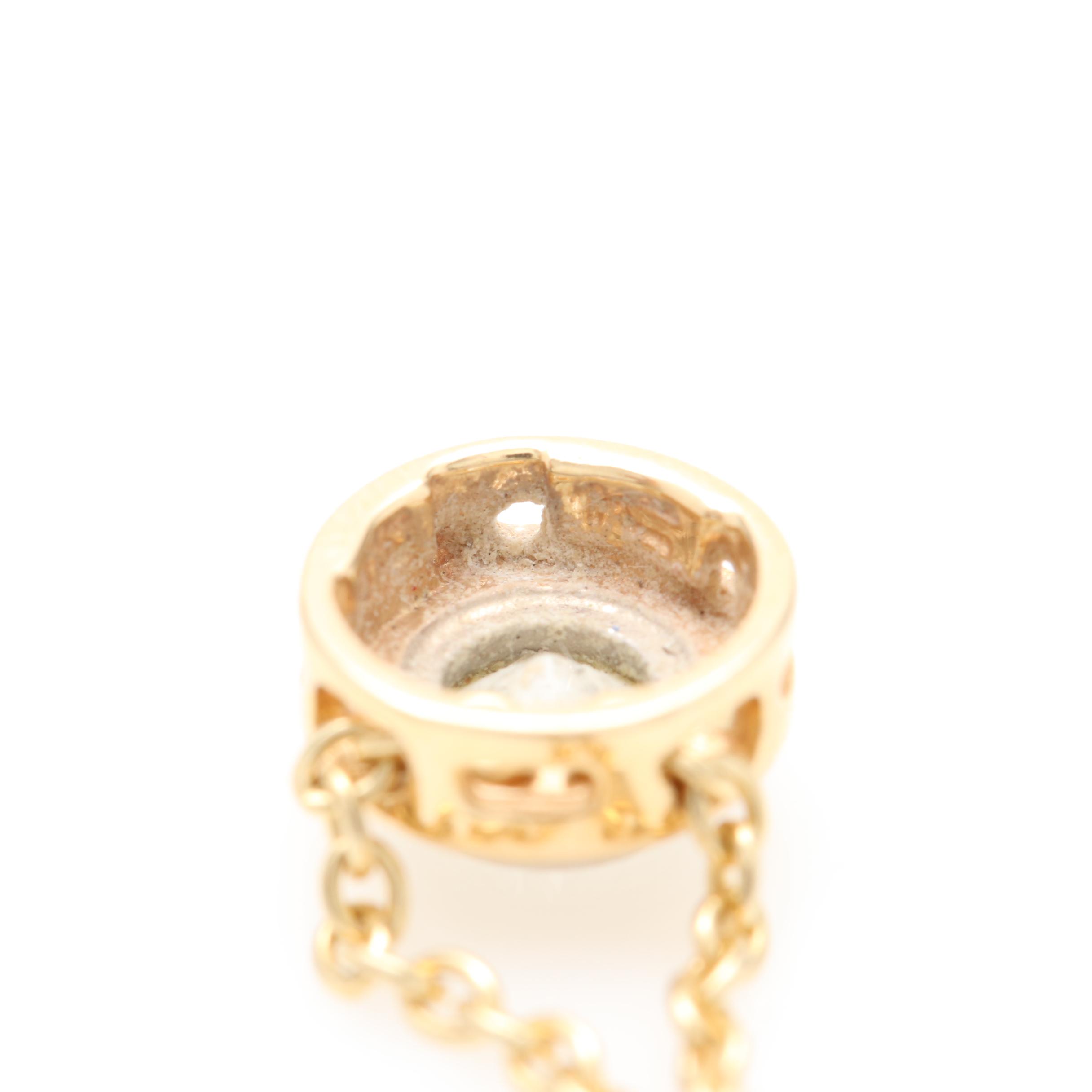 14K Yellow Gold Diamond Bezel Slide Pendant Necklace