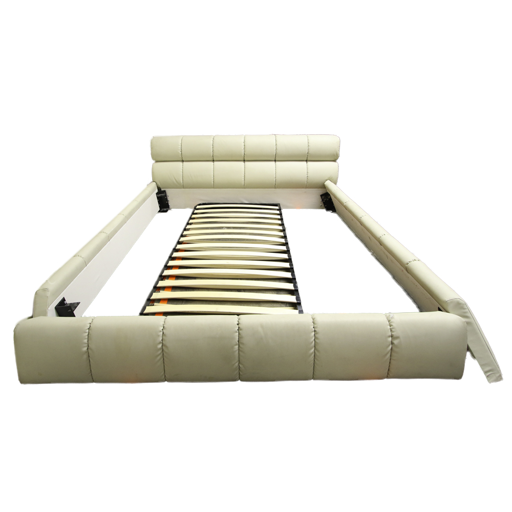 Modern Style Vinyl Padded King-Size Bedframe