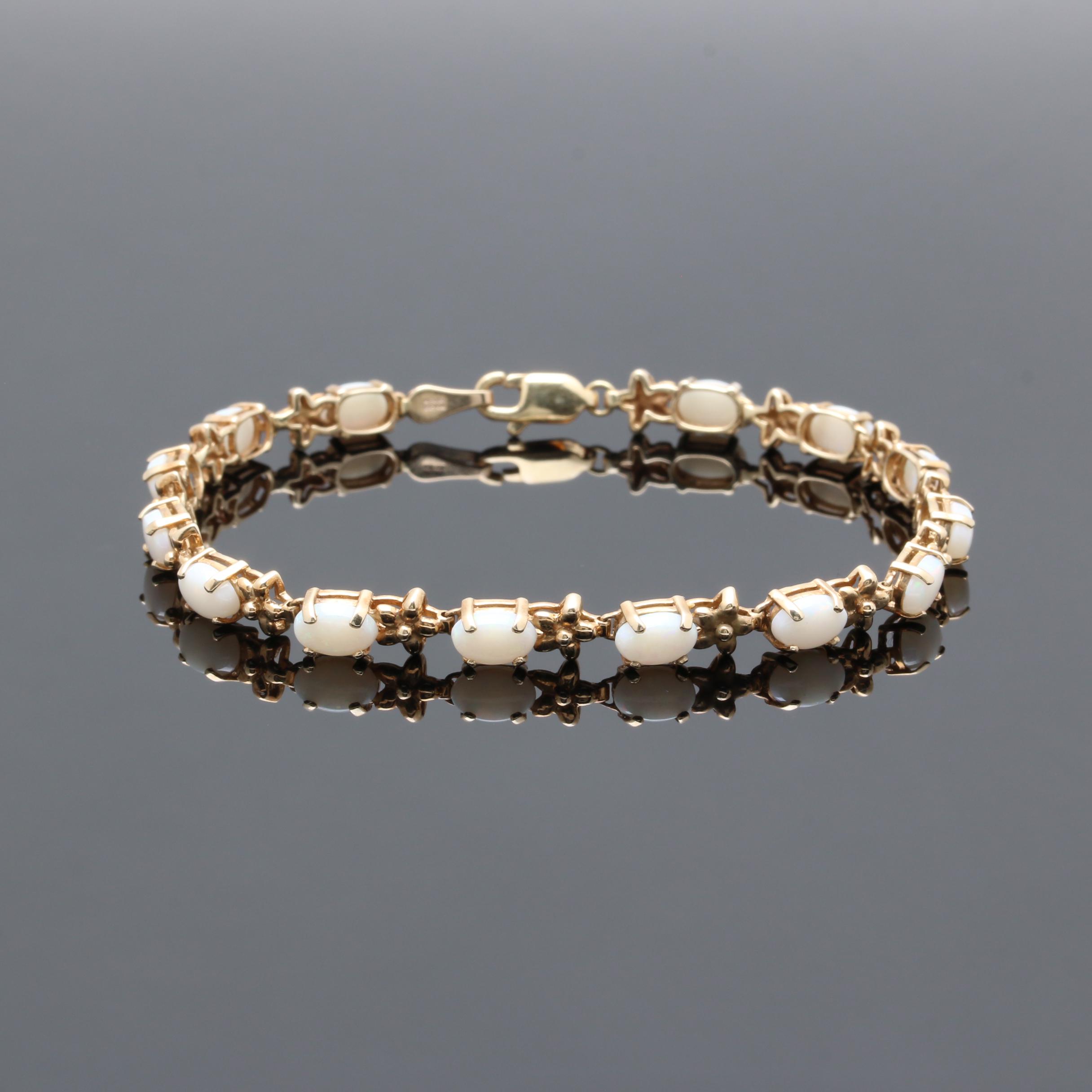 10K Yellow Gold Opal Bracelet
