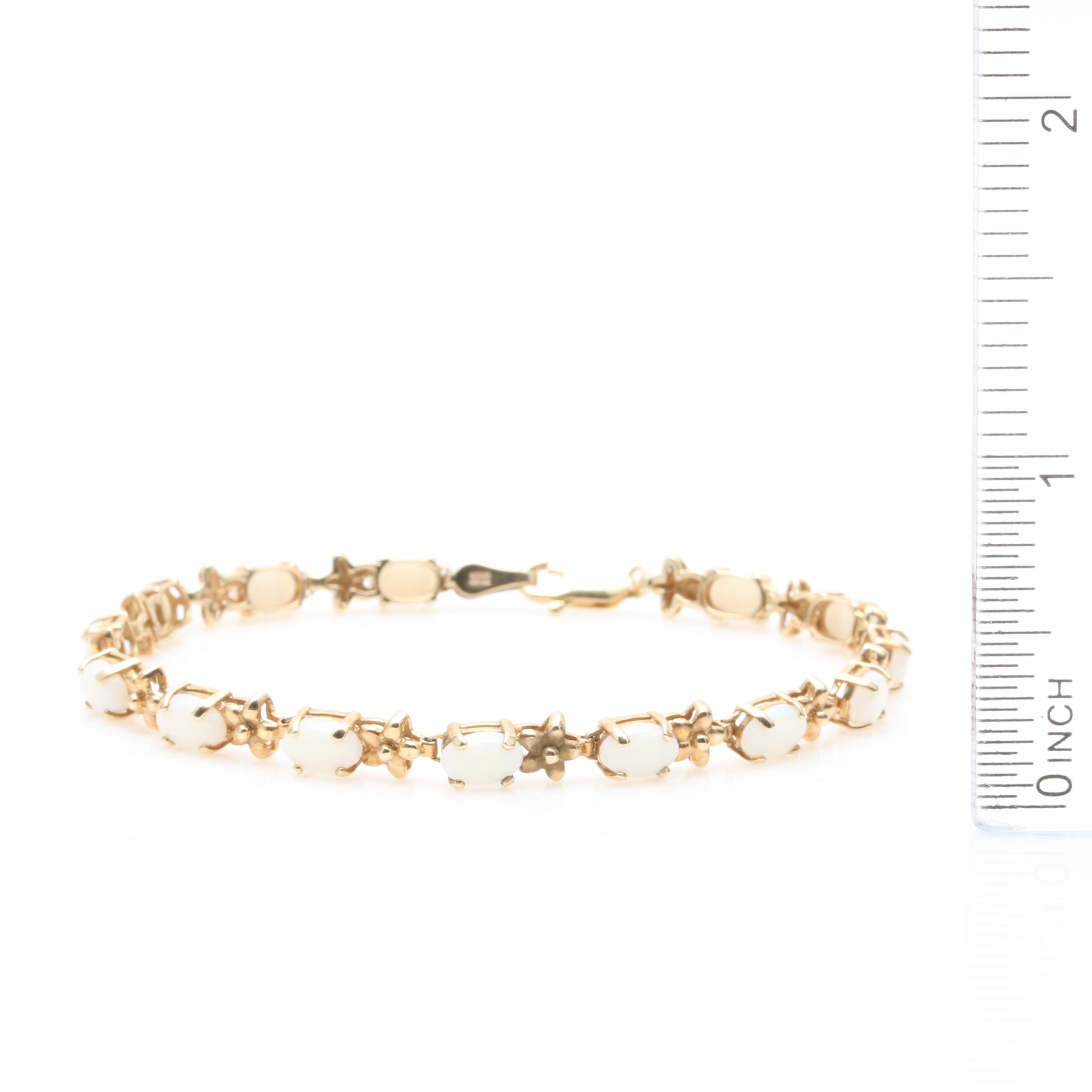 10K Yellow Gold Opal Bracelet