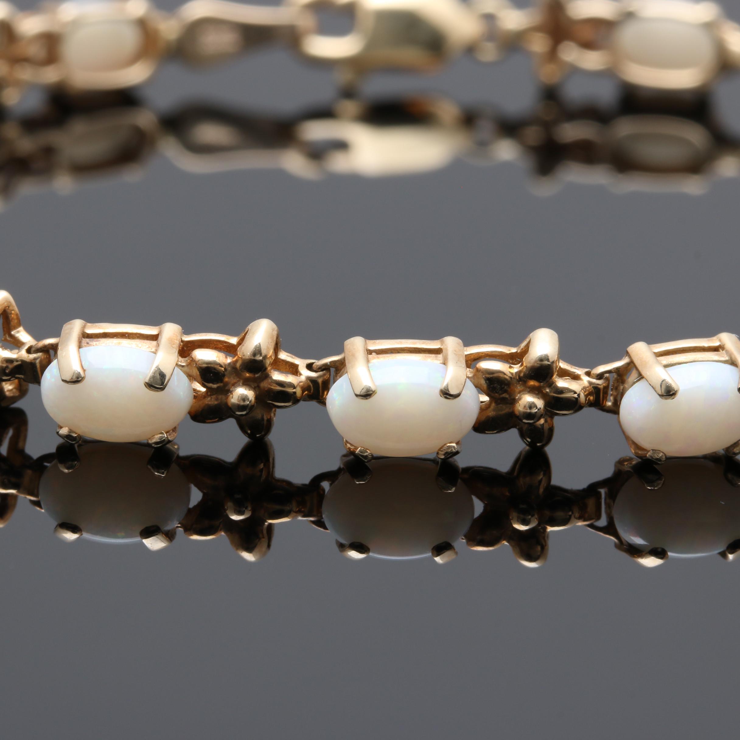 10K Yellow Gold Opal Bracelet