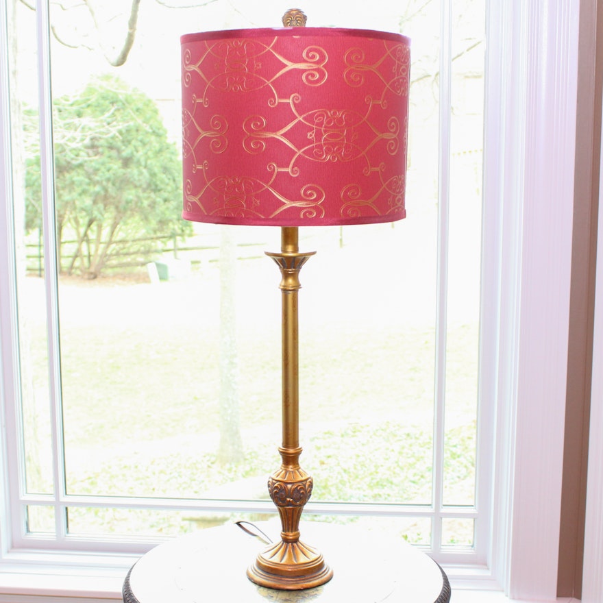 Gold Tone Carved Table Lamp