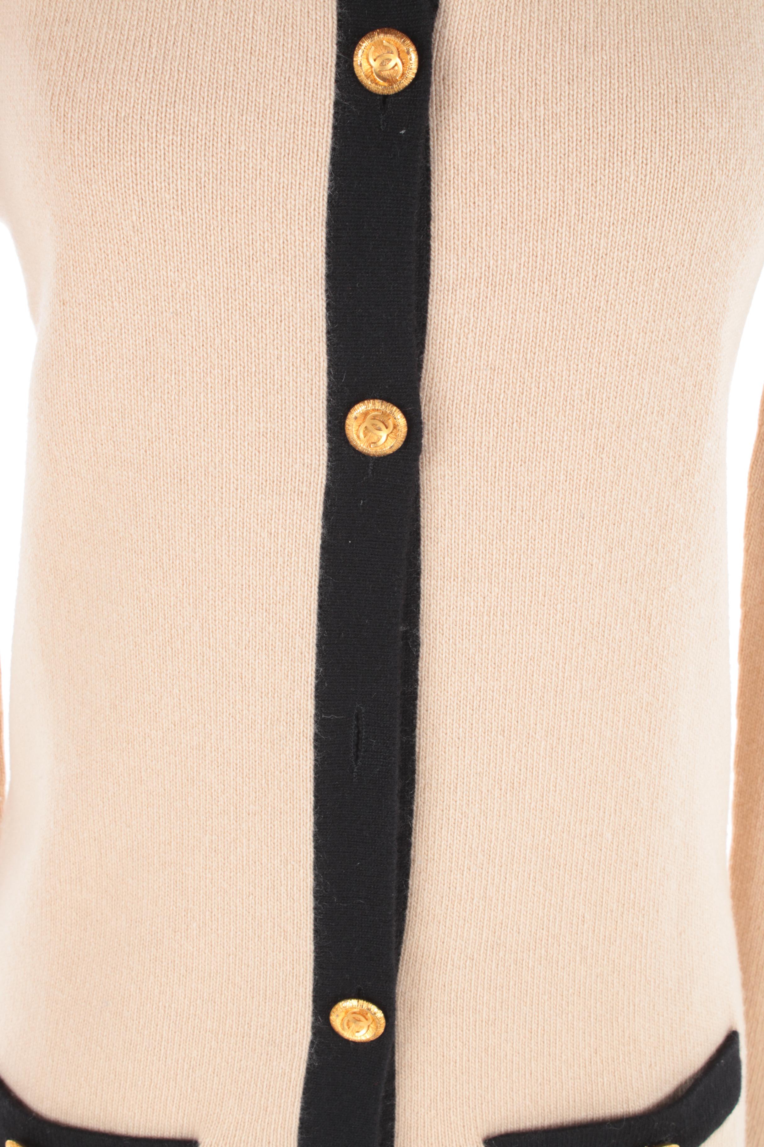 Chanel Beige Cardigan with Black Trim