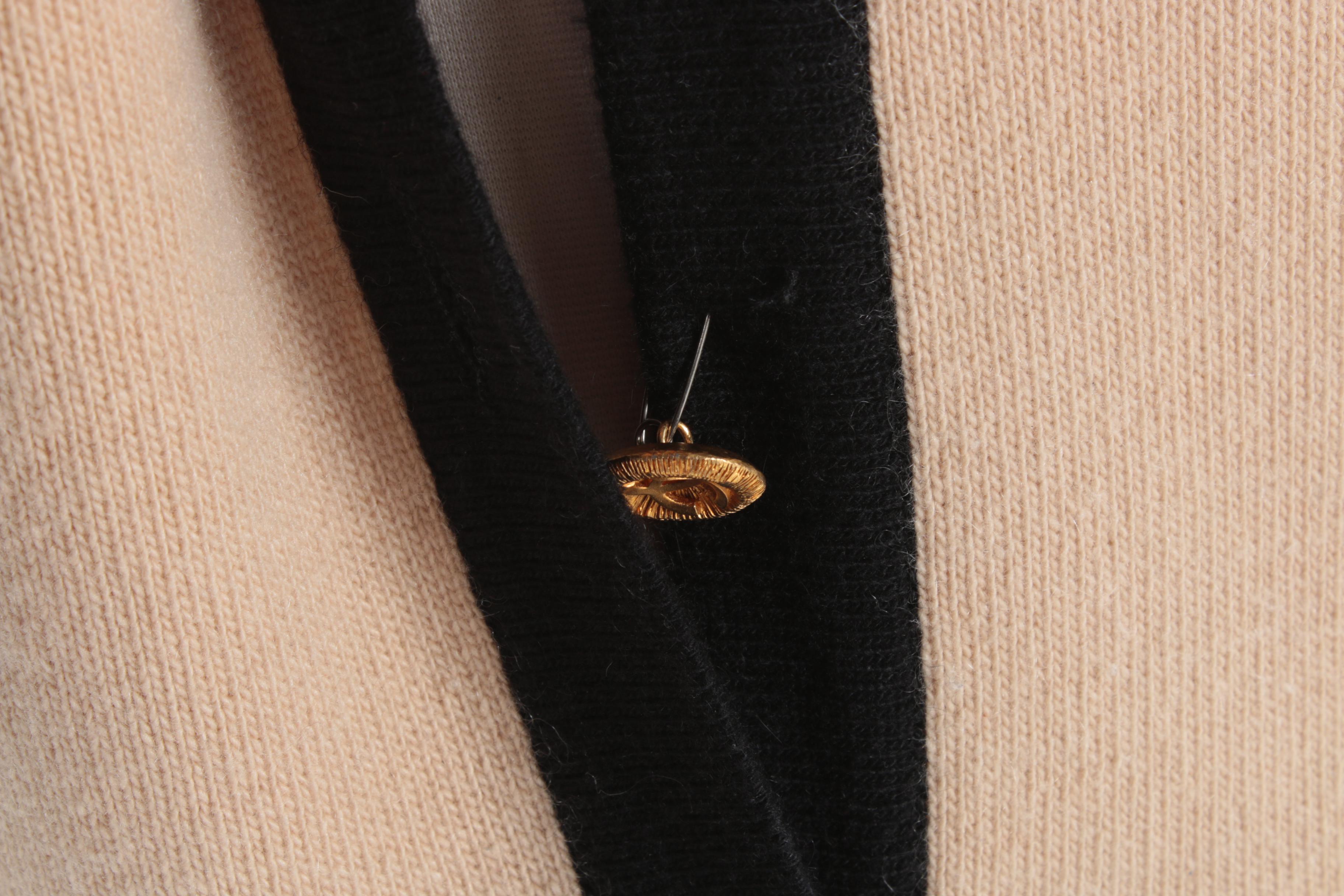 Chanel Beige Cardigan with Black Trim