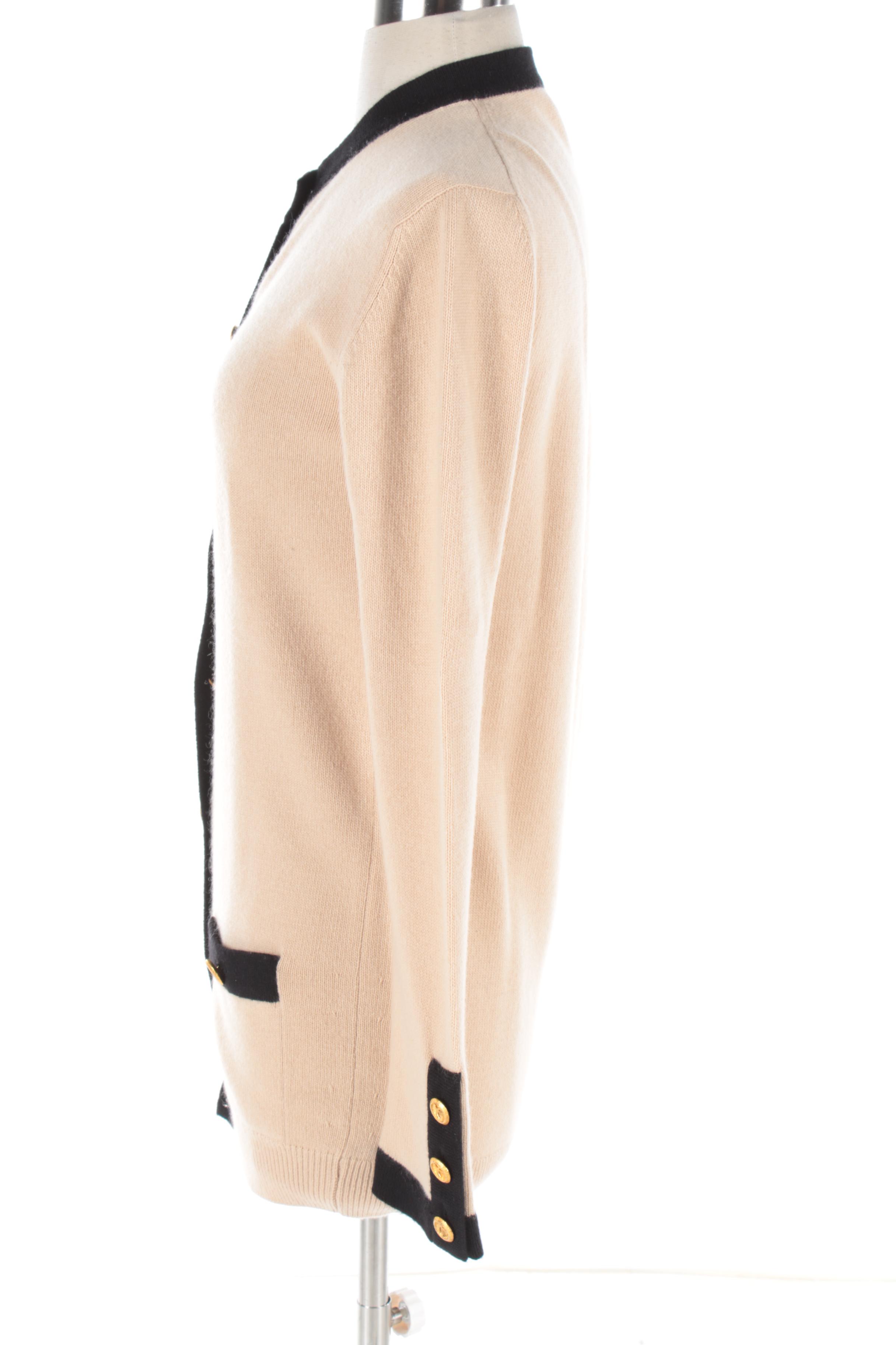 Chanel Beige Cardigan with Black Trim