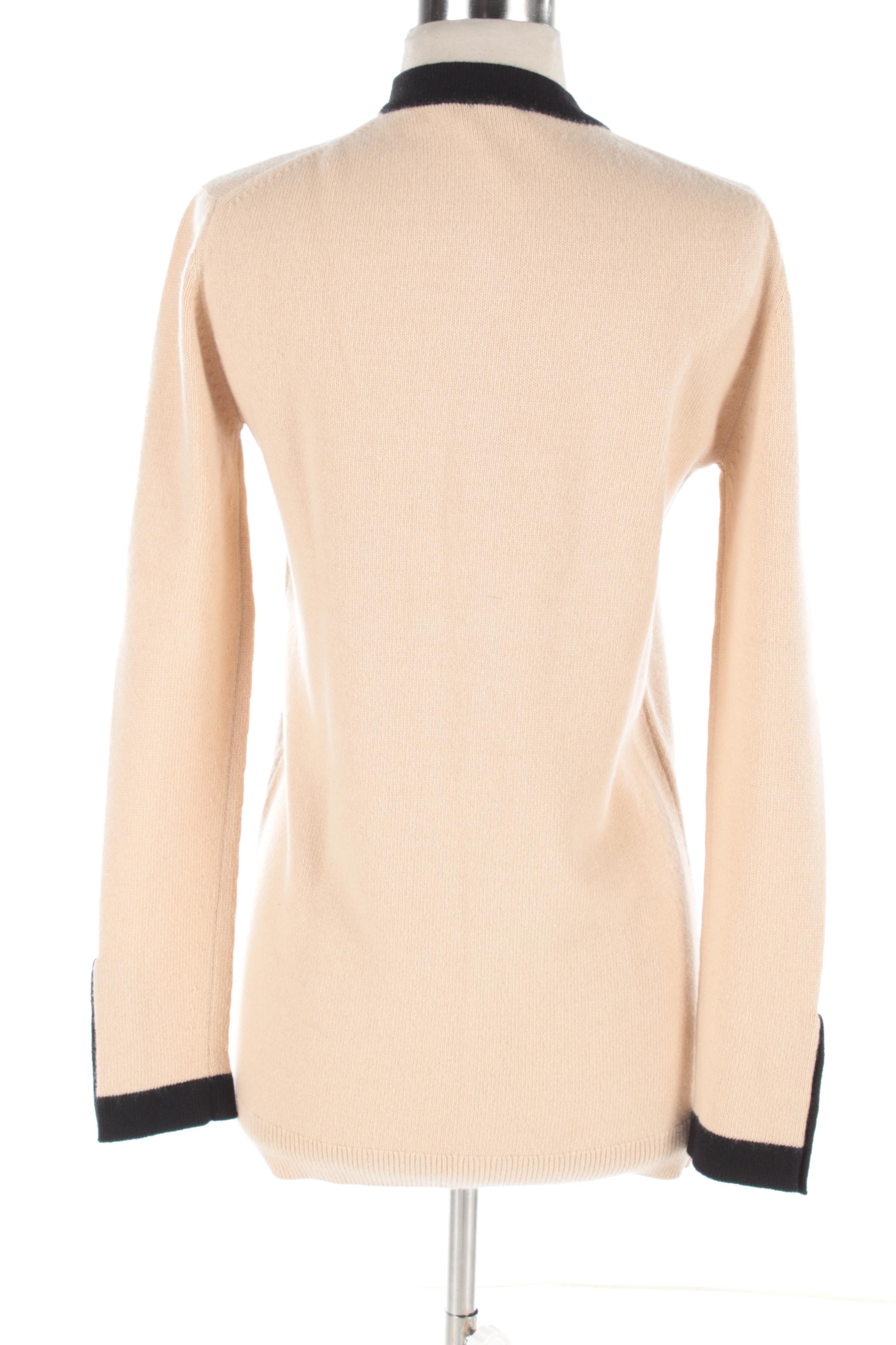 Chanel Beige Cardigan with Black Trim