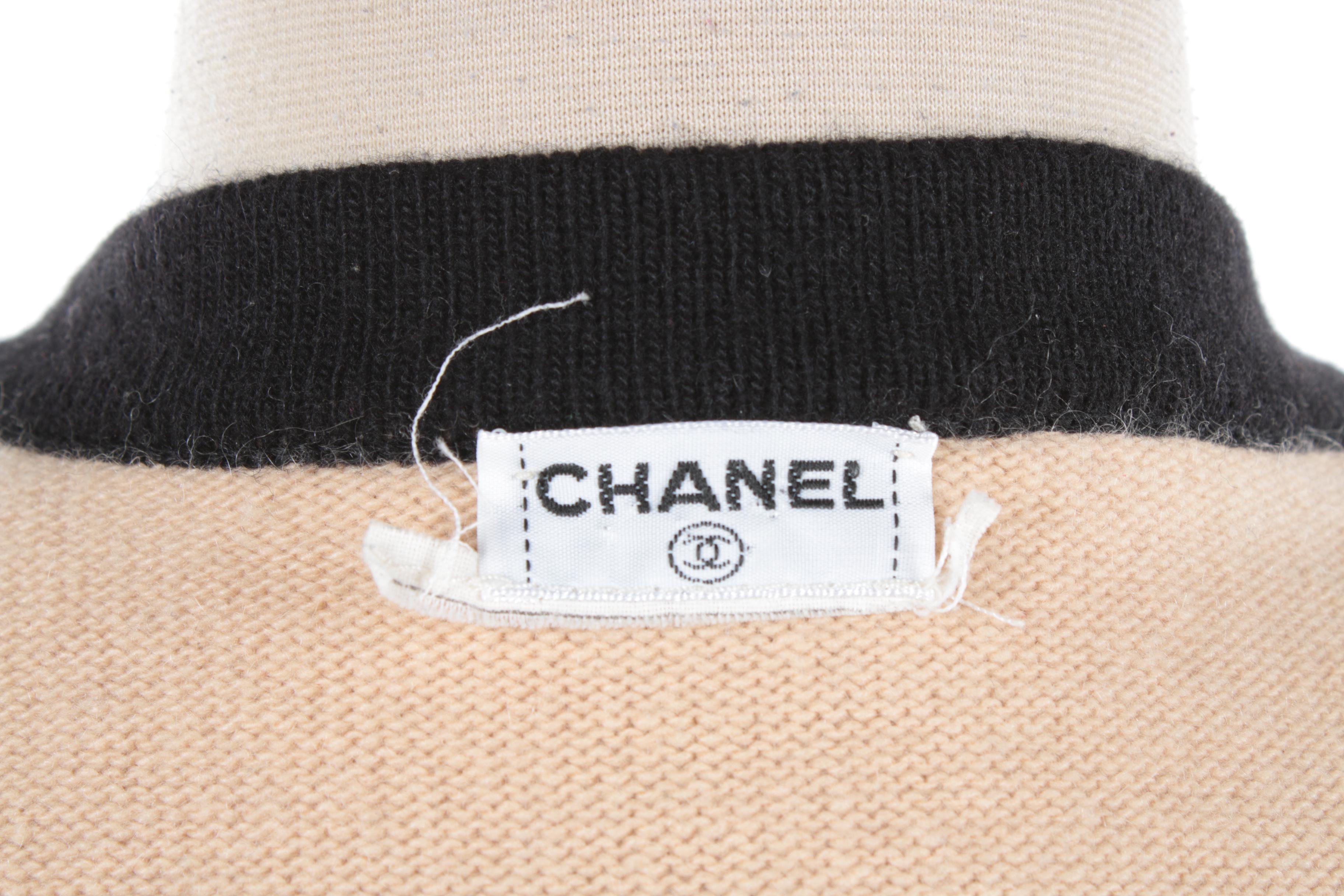 Chanel Beige Cardigan with Black Trim