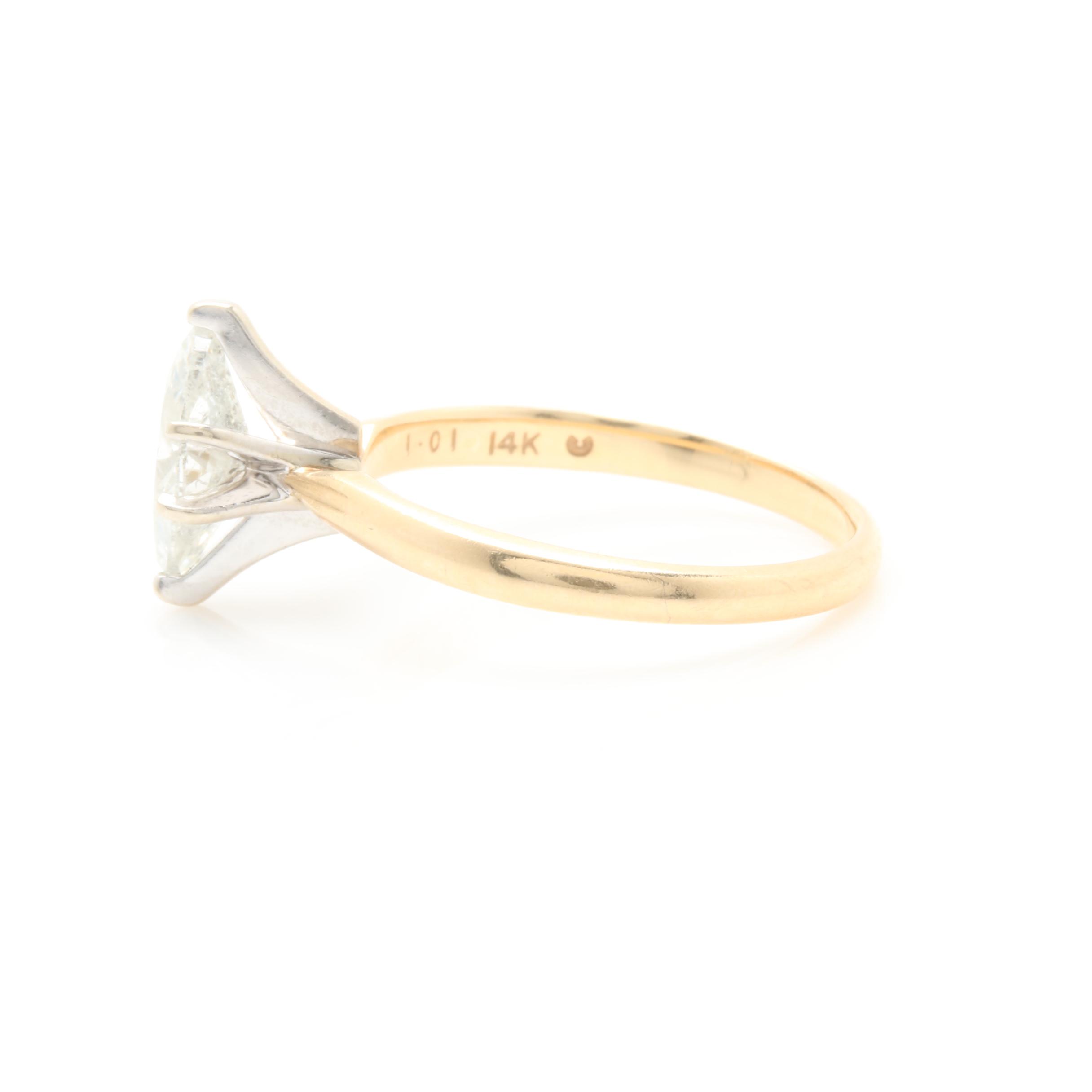 14K Yellow Gold 1.00 CT Diamond Solitaire Ring
