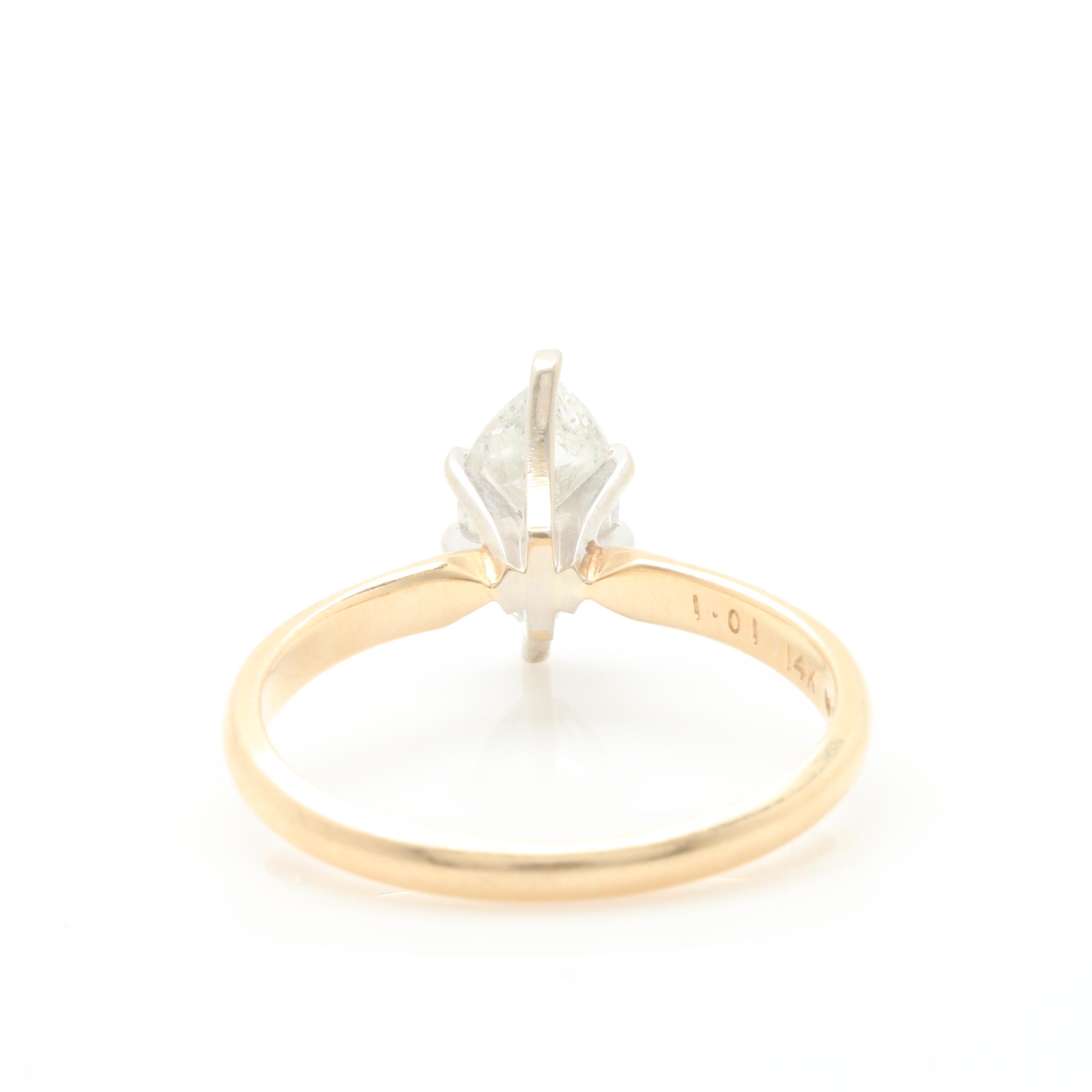14K Yellow Gold 1.00 CT Diamond Solitaire Ring