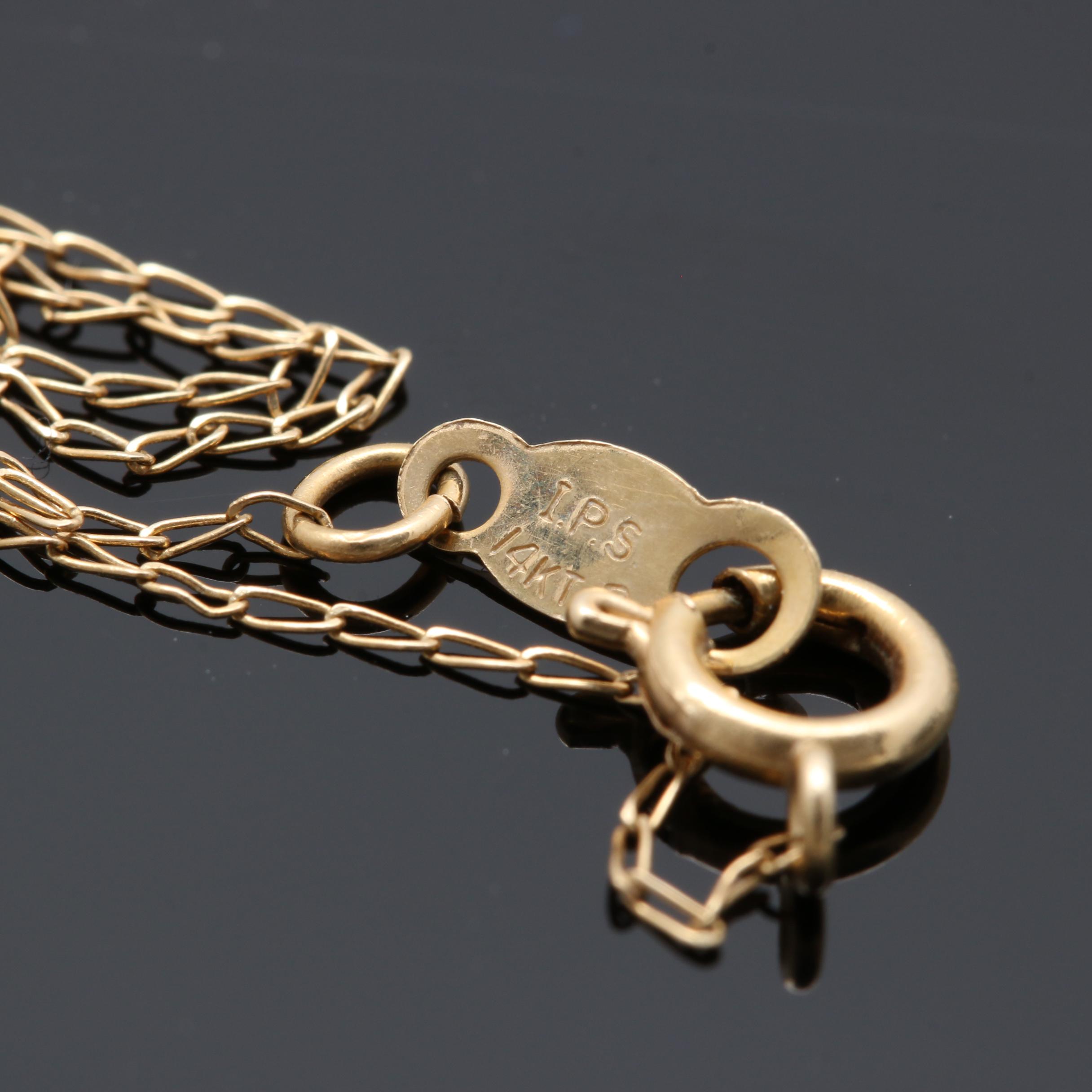 14K Yellow Gold Cultured Pearl Pendant Necklace