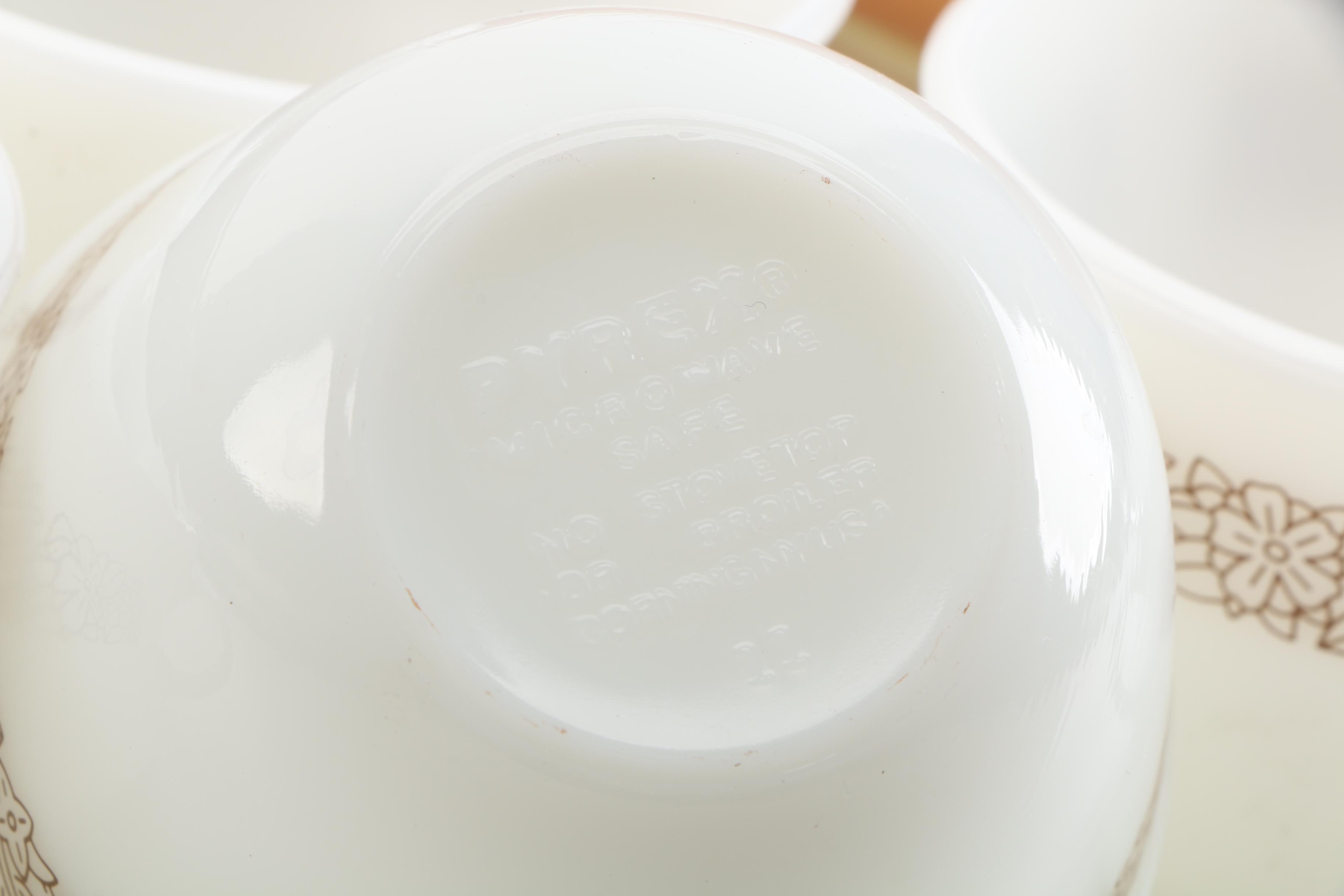 Vintage Pyrex "Woodland" Mixing Bowls and Cups with Hamilton Beach Mixer Bowls