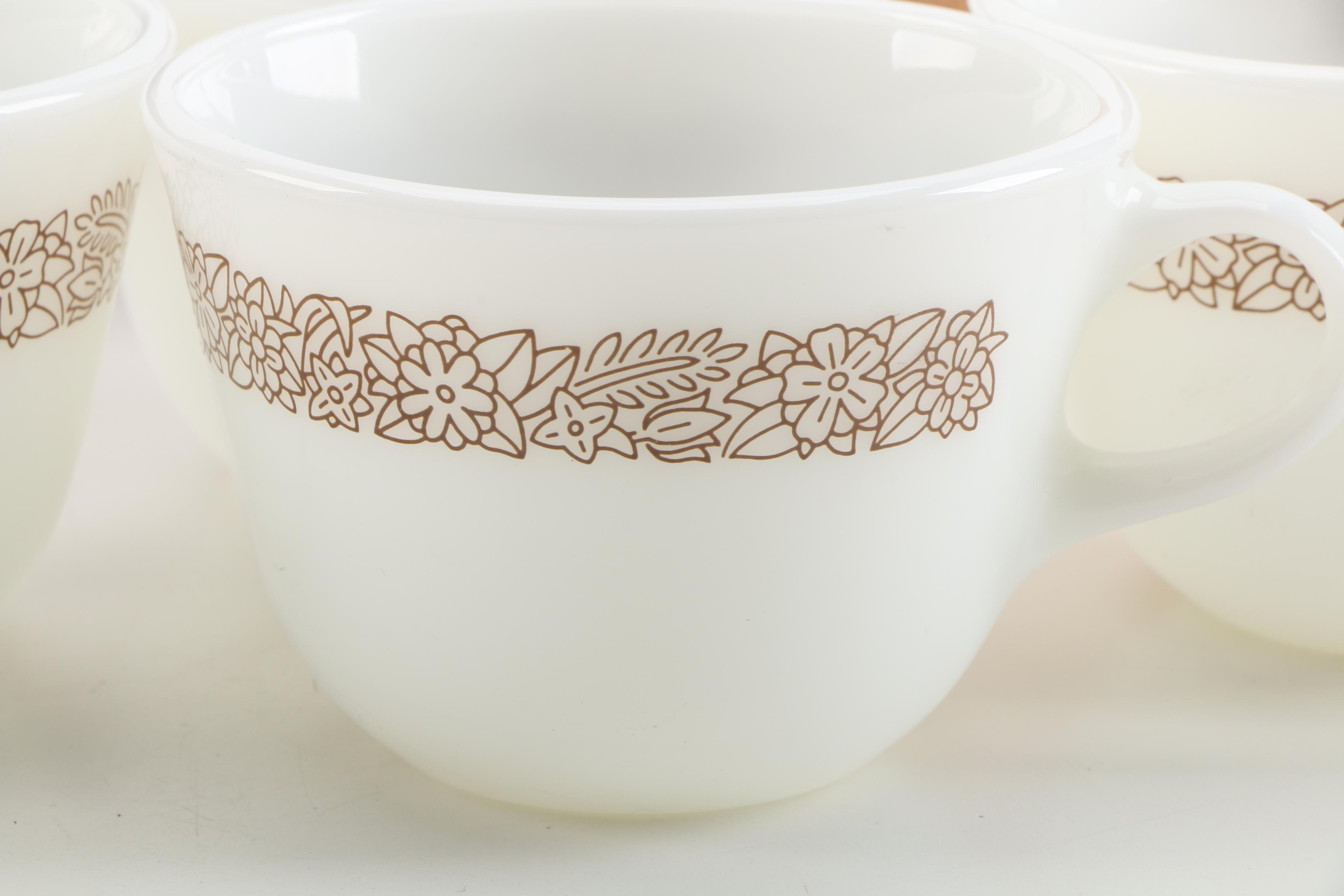 Vintage Pyrex "Woodland" Mixing Bowls and Cups with Hamilton Beach Mixer Bowls