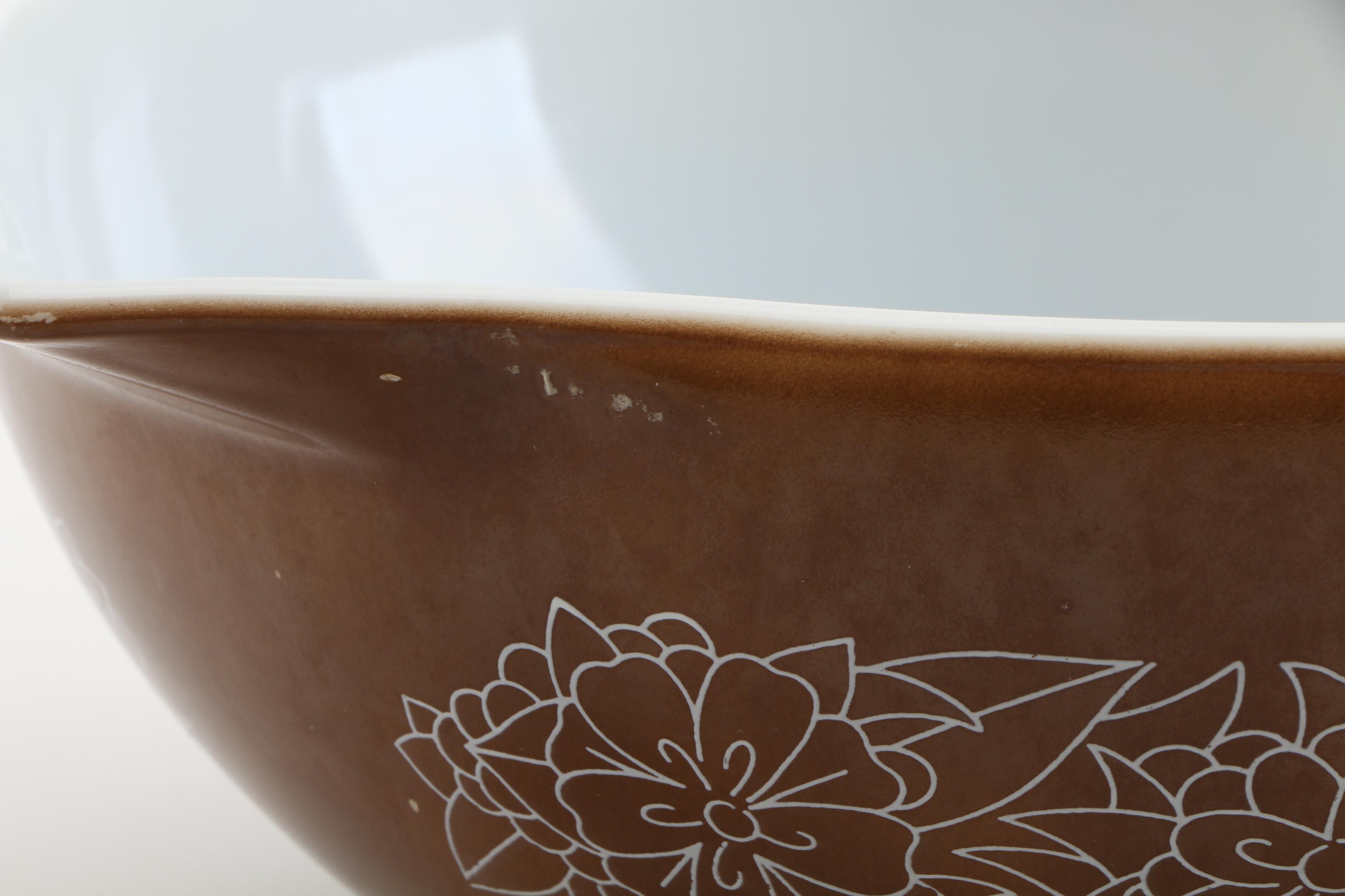 Vintage Pyrex "Woodland" Mixing Bowls and Cups with Hamilton Beach Mixer Bowls