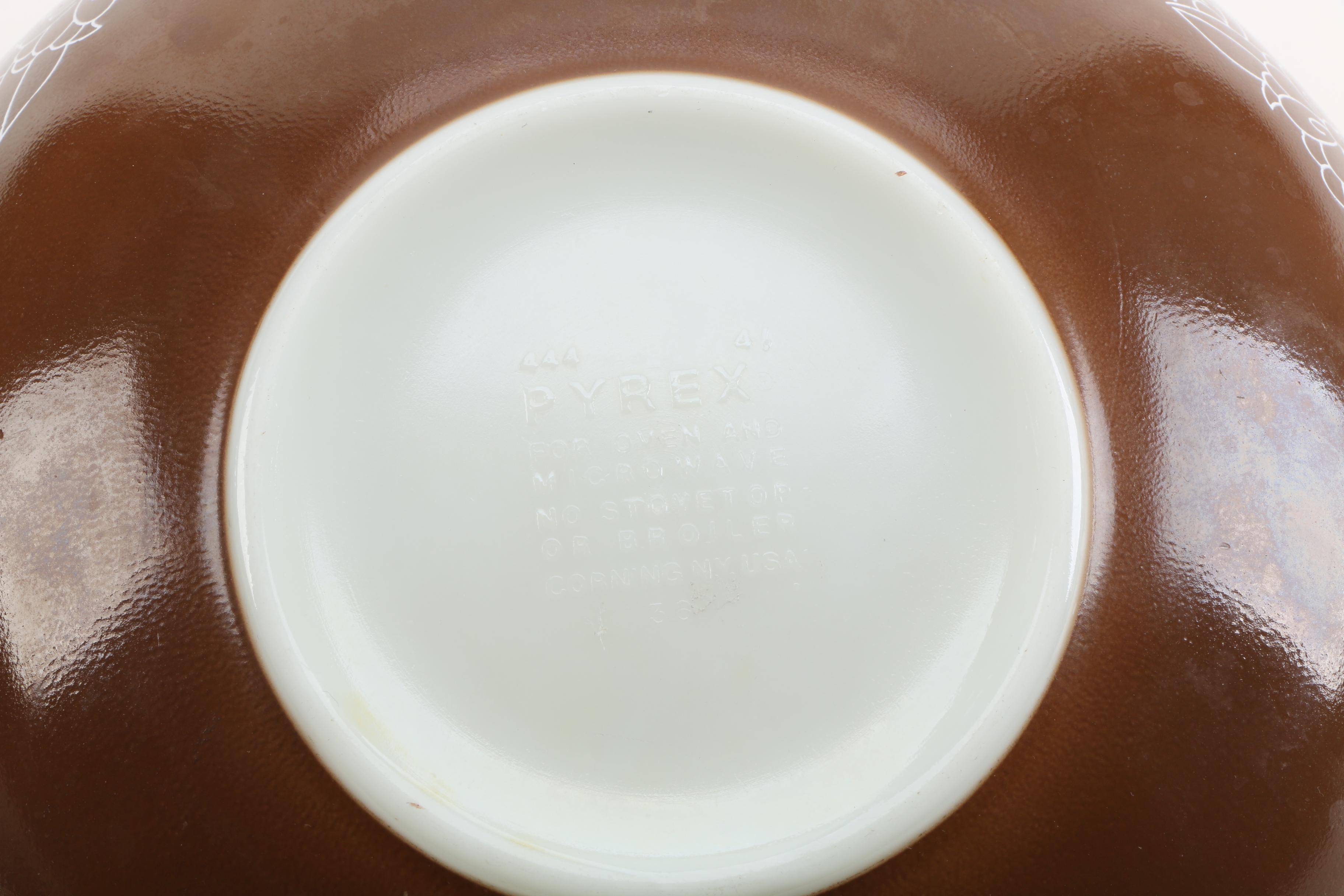 Vintage Pyrex "Woodland" Mixing Bowls and Cups with Hamilton Beach Mixer Bowls