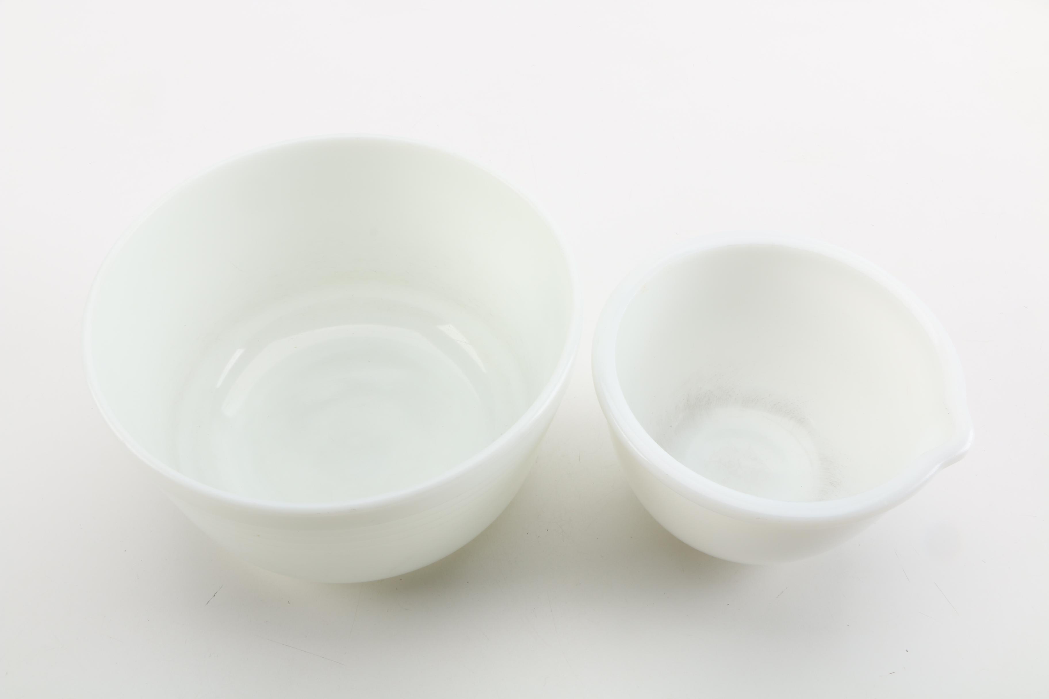 Vintage Pyrex "Woodland" Mixing Bowls and Cups with Hamilton Beach Mixer Bowls