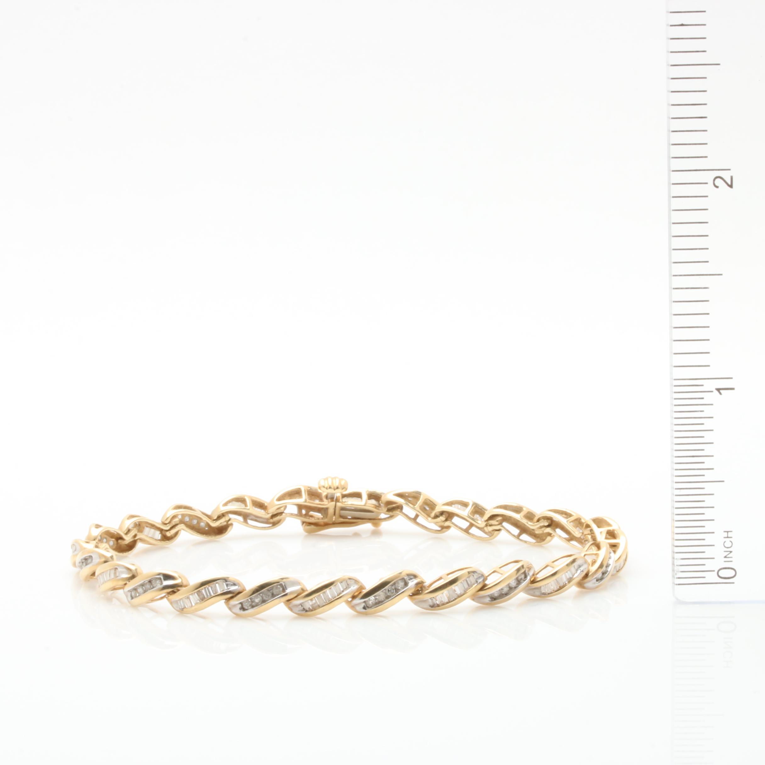 10K Yellow Gold 1.17 CTW Diamond Tennis Bracelet