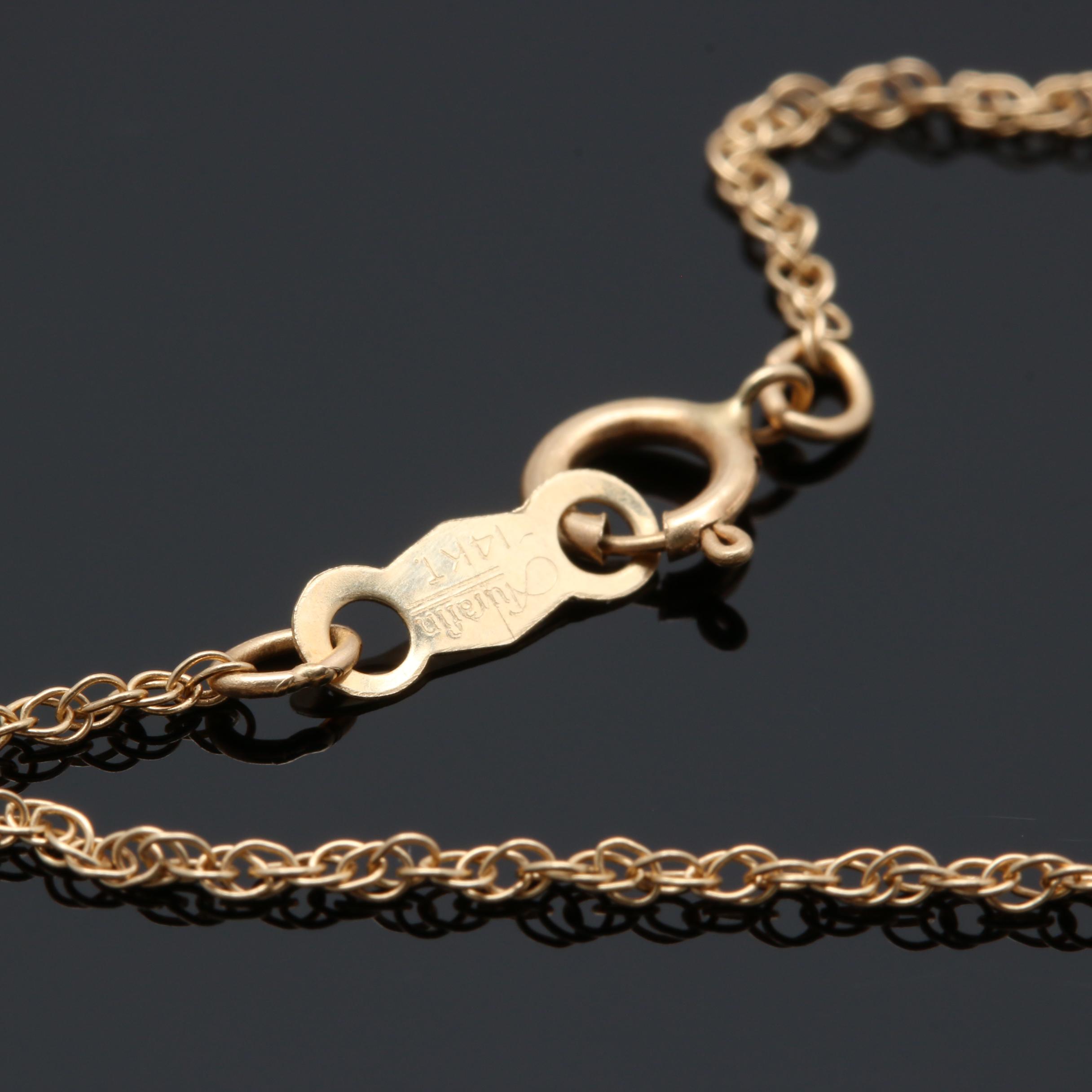 14K Yellow Gold Opal and Diamond Necklace