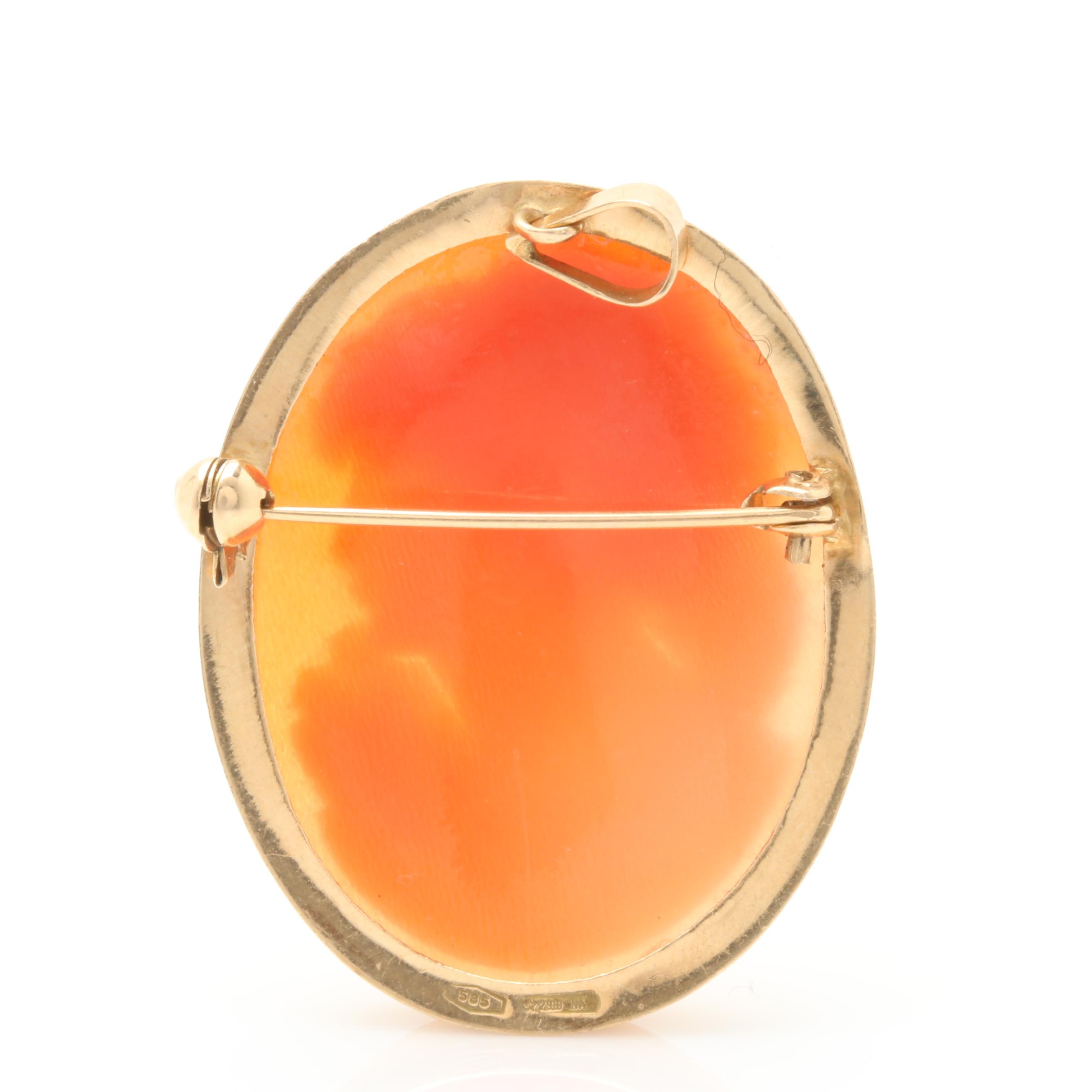 14K Yellow Gold Carve Shell Cameo