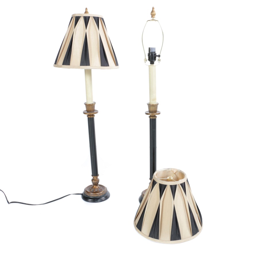 Black and Bronze Tone Candelstick Table Lamps