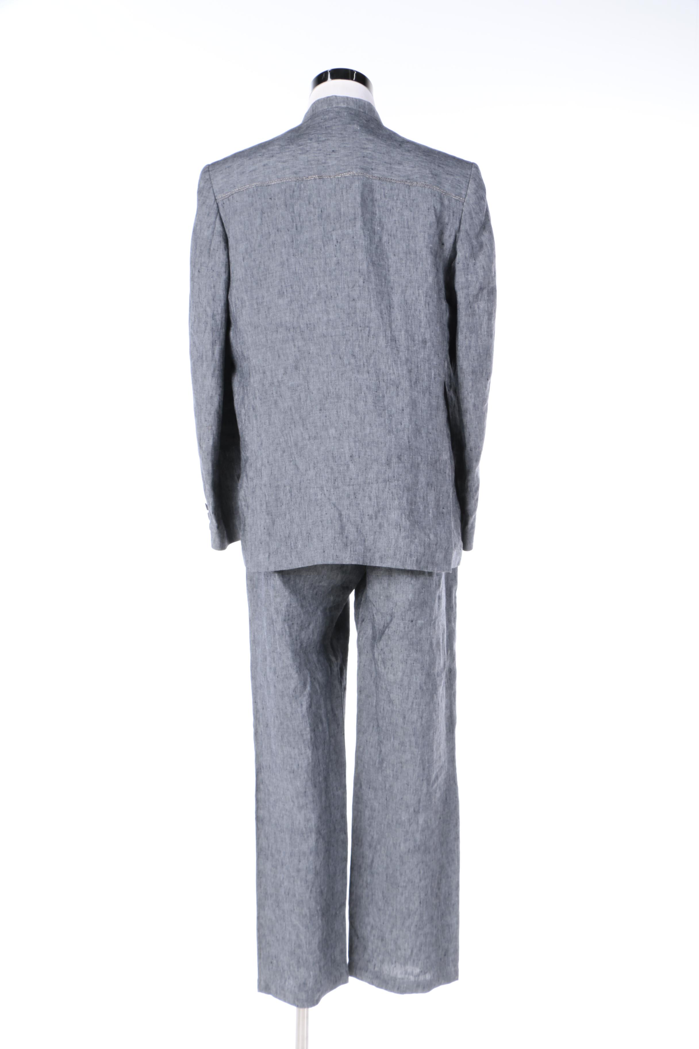 Men's Indian Grey Linen Jodhpuri Pantsuit