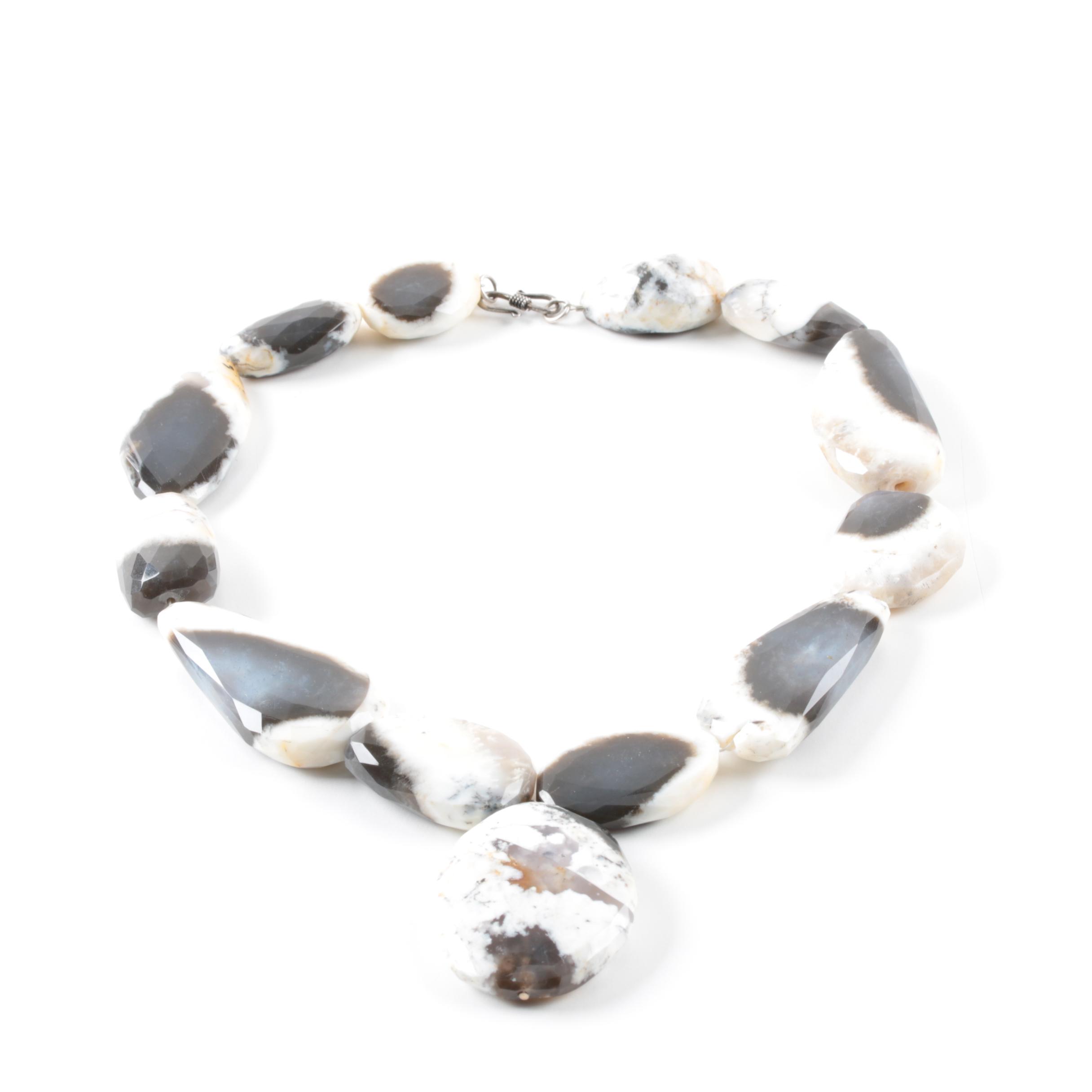 Sterling Silver Agate Free-Form Necklace