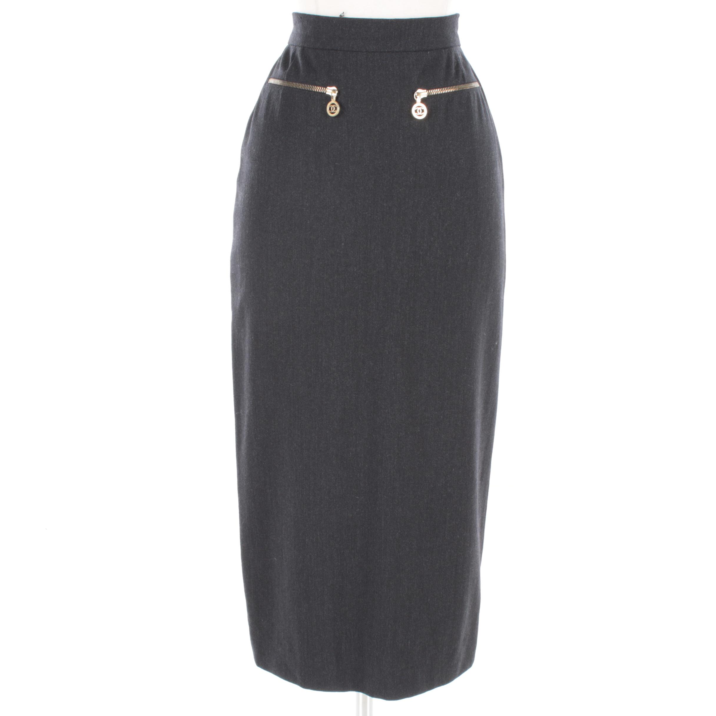Chanel Boutique Wool Blend Pencil Skirt