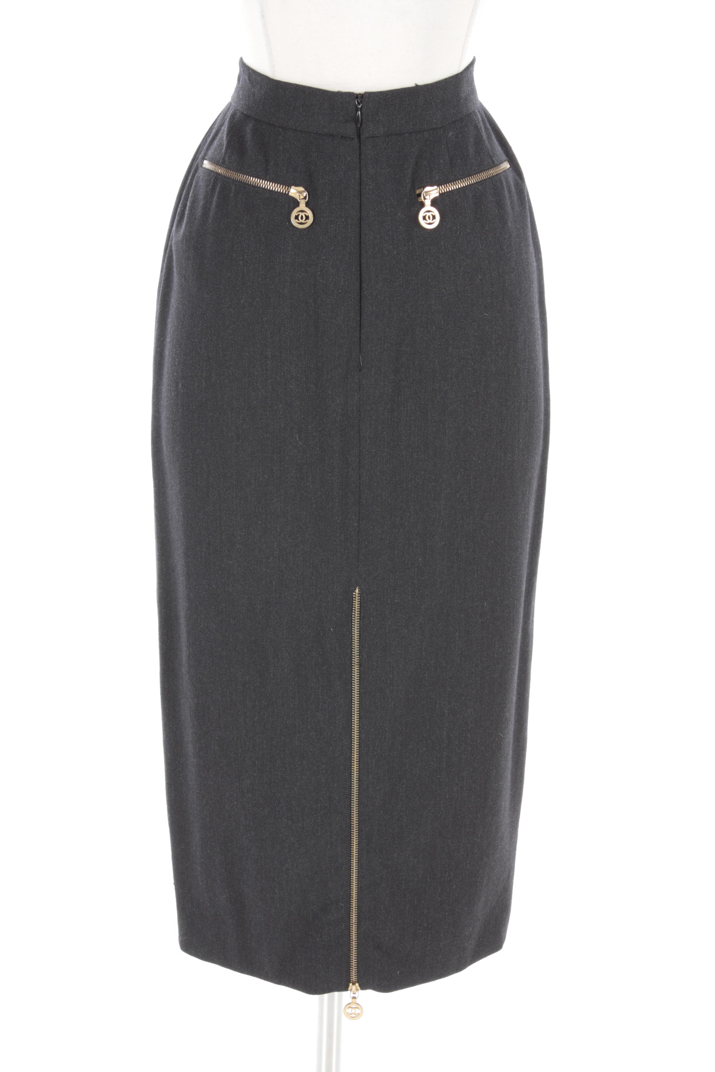 Chanel Boutique Wool Blend Pencil Skirt