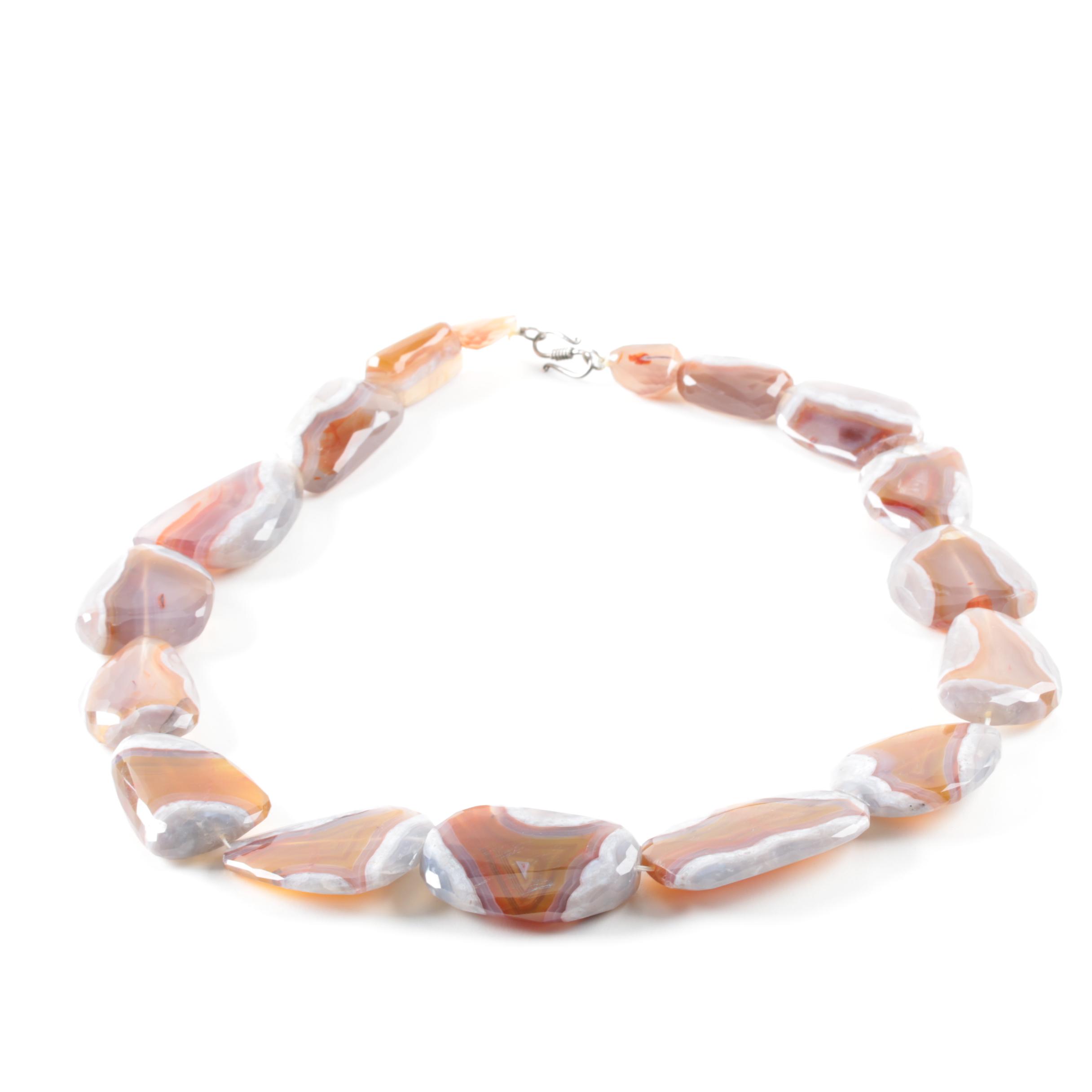 Sterling Silver Free-Form Agate Necklace