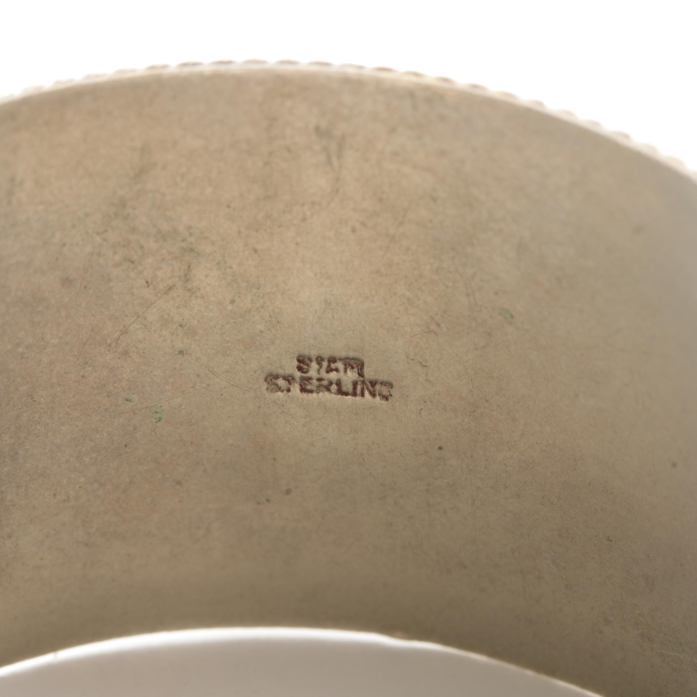 Thai Sterling Silver Blue Glass Cuff Bracelet