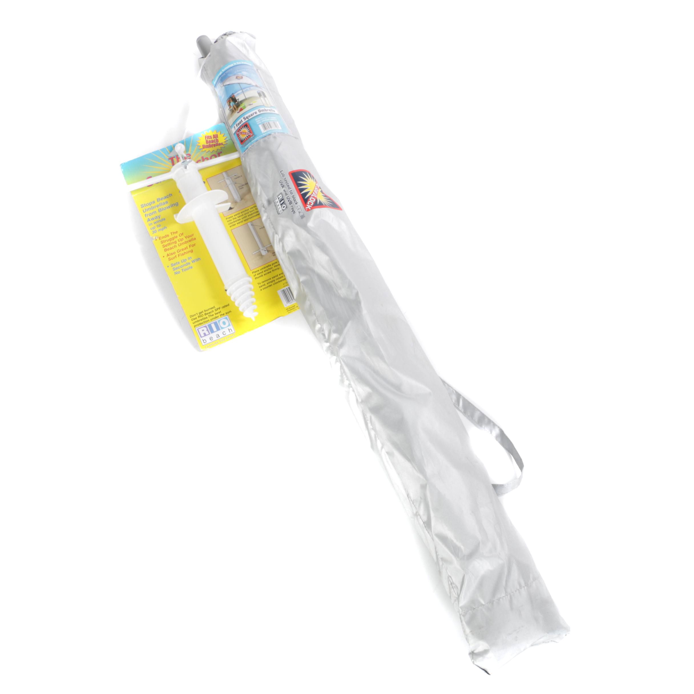 Total Sunblock Beach Umbrella with Sand Anchor