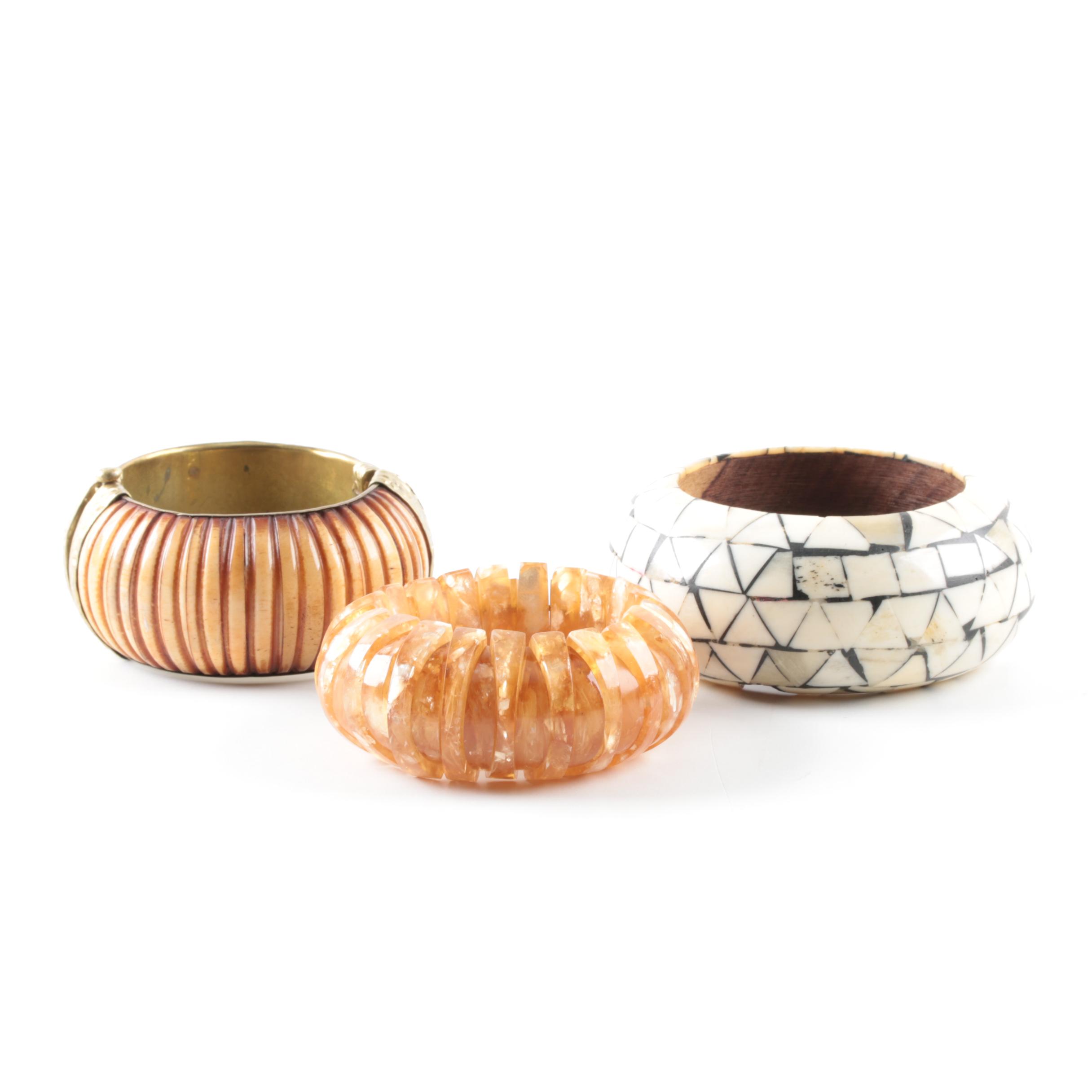 Selection of Bone and Resin Bracelets