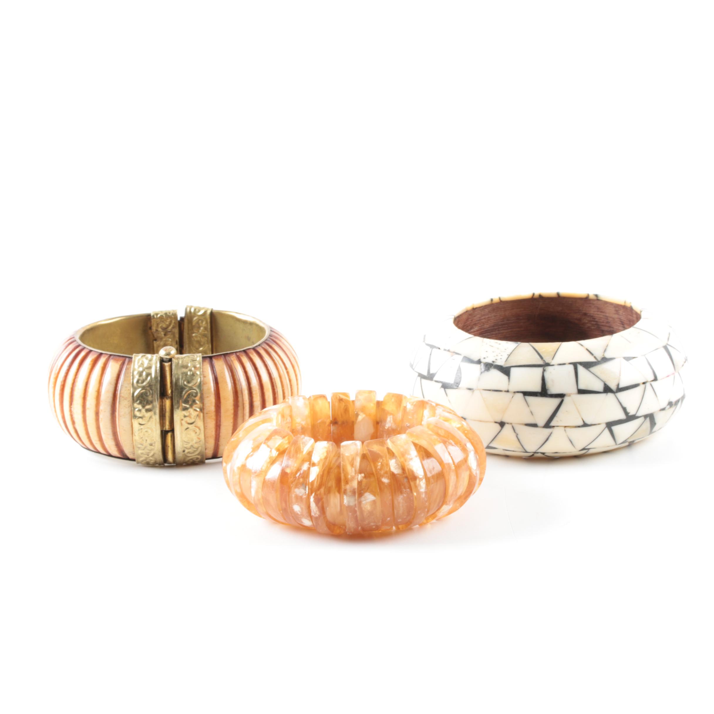 Selection of Bone and Resin Bracelets