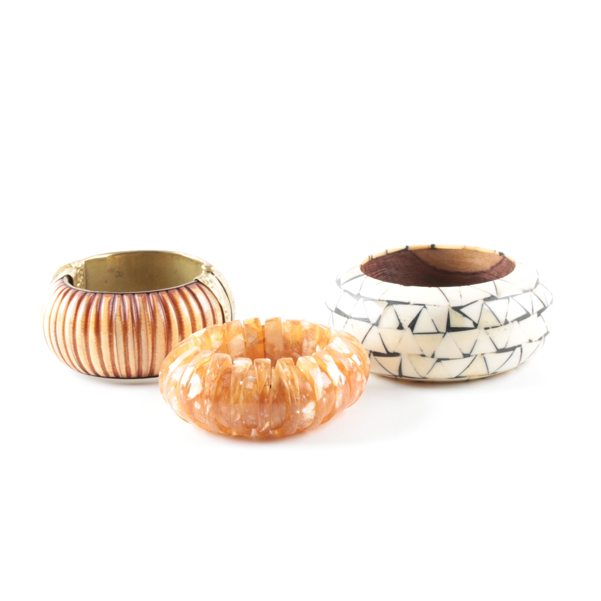 Selection of Bone and Resin Bracelets